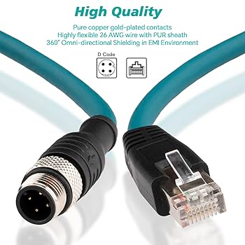 Amazon.com: Lonlonty M12 4 Pin to RJ45 Shielded Cable Cat6