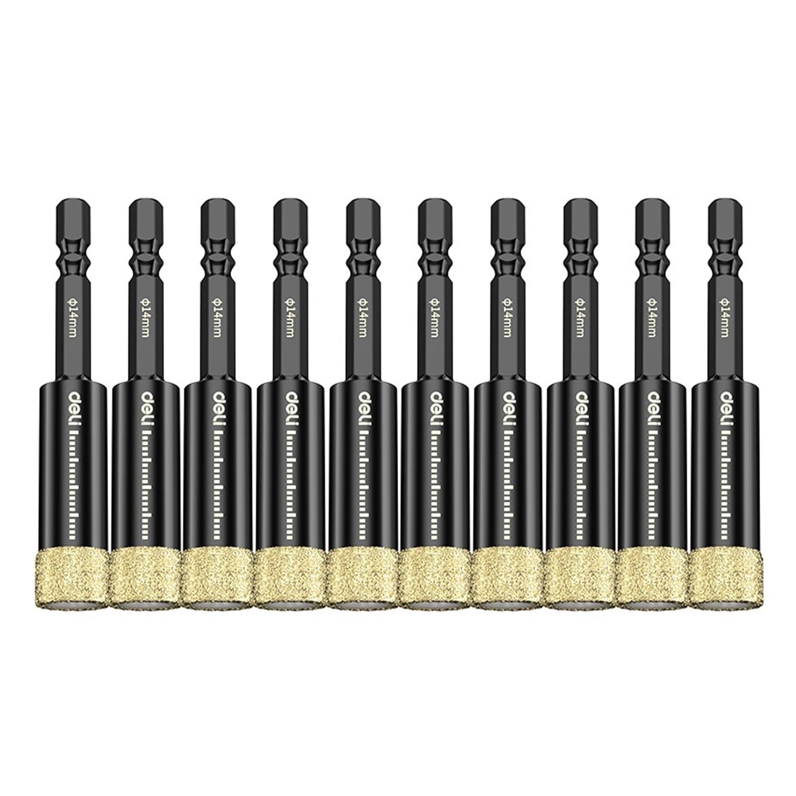 Juego de brocas soldadas con Vástago Hexagonal duradero 6-14mm for azulejos, granito, mármol, piedra, materiales duros, perforadora(10pcs 14mm)