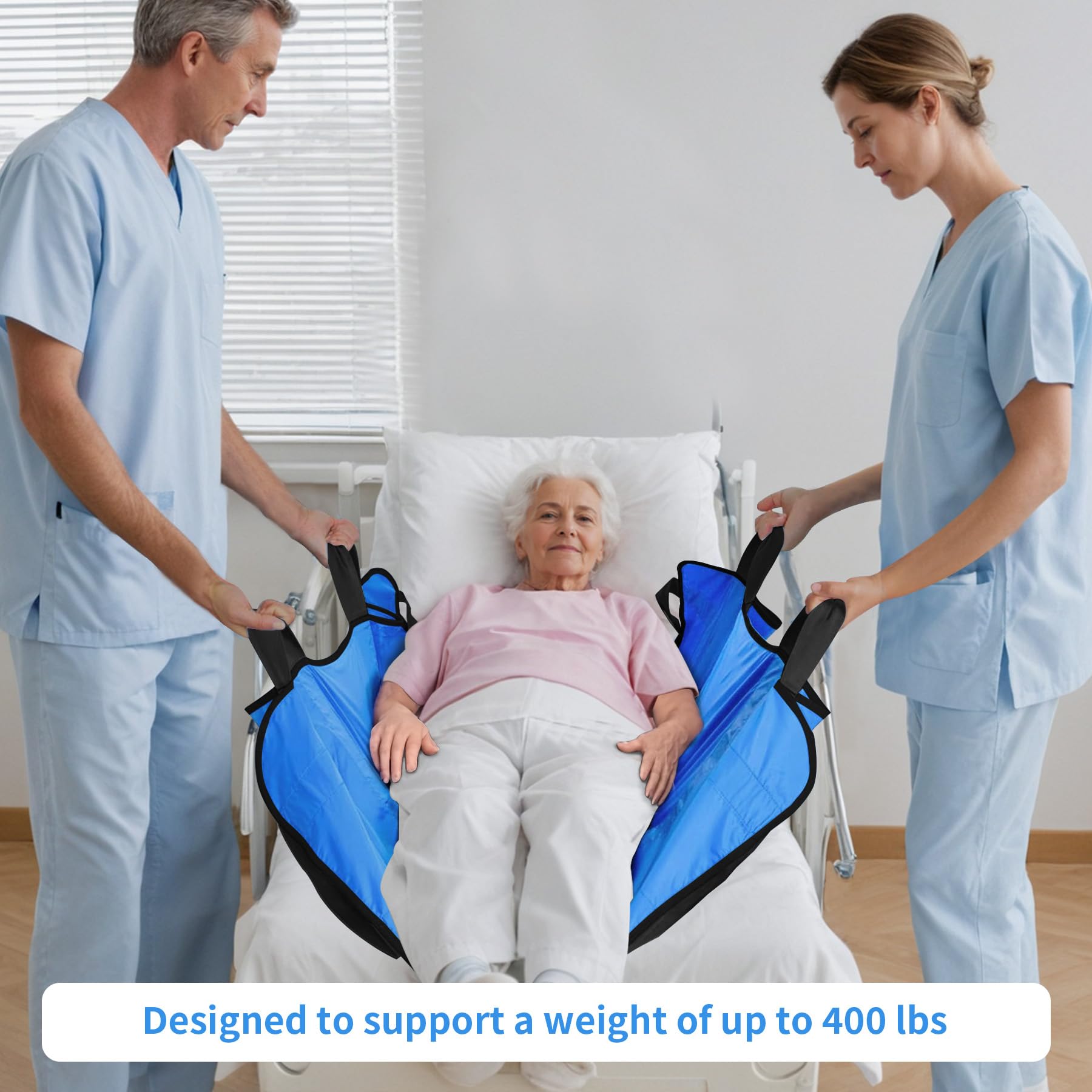 Paquete de 2 hojas deslizantes para mover pacientes en la cama, hoja de transferencia, sábanas para cama de hospital para ancianos, almohadilla de cama de posicionamiento con asas para girar
