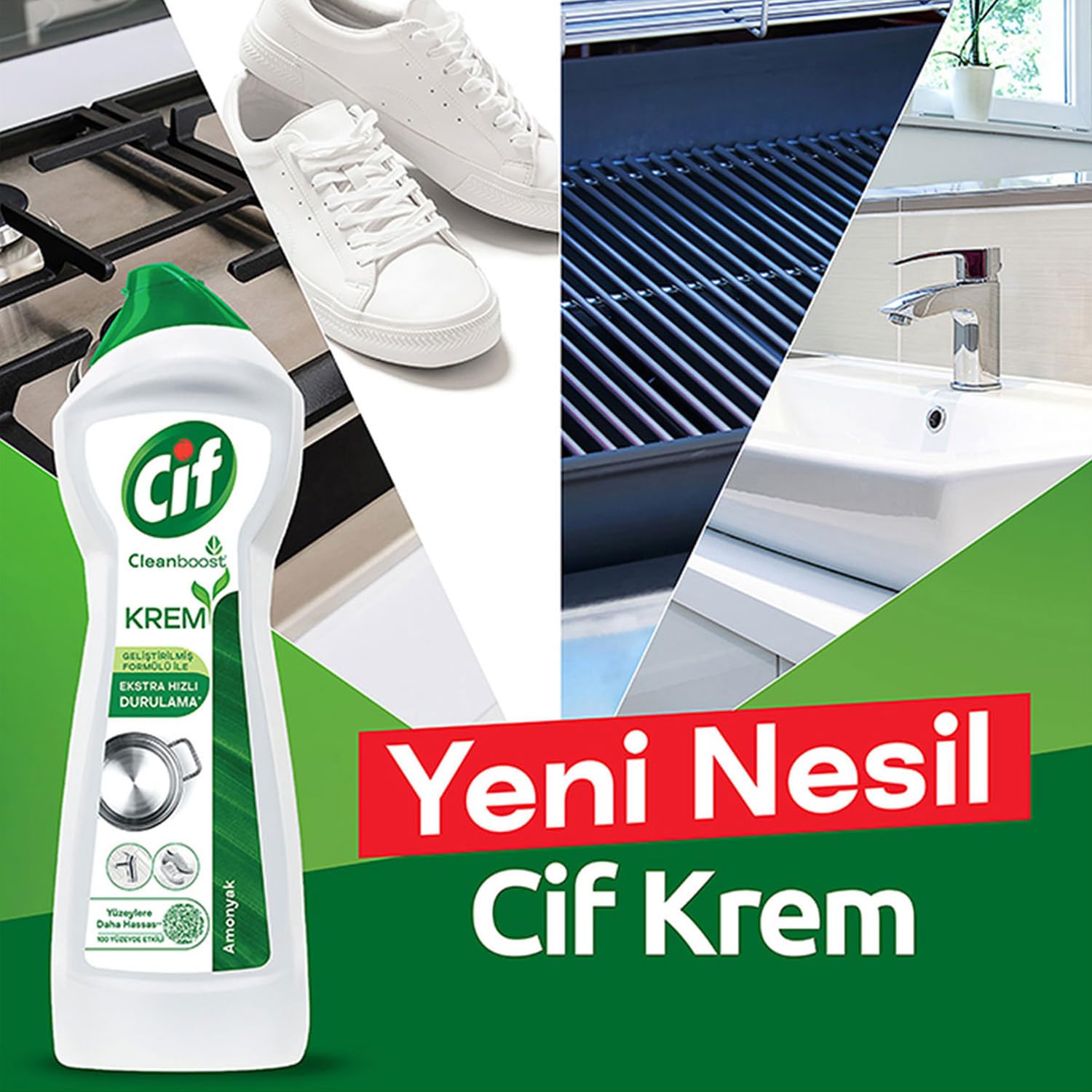 Cif Krem Amonyaklı Yağ ve Kireç Sökücü 750 ml + Cif Krem Altın Işıltısı Amber Kokulu 750 ml