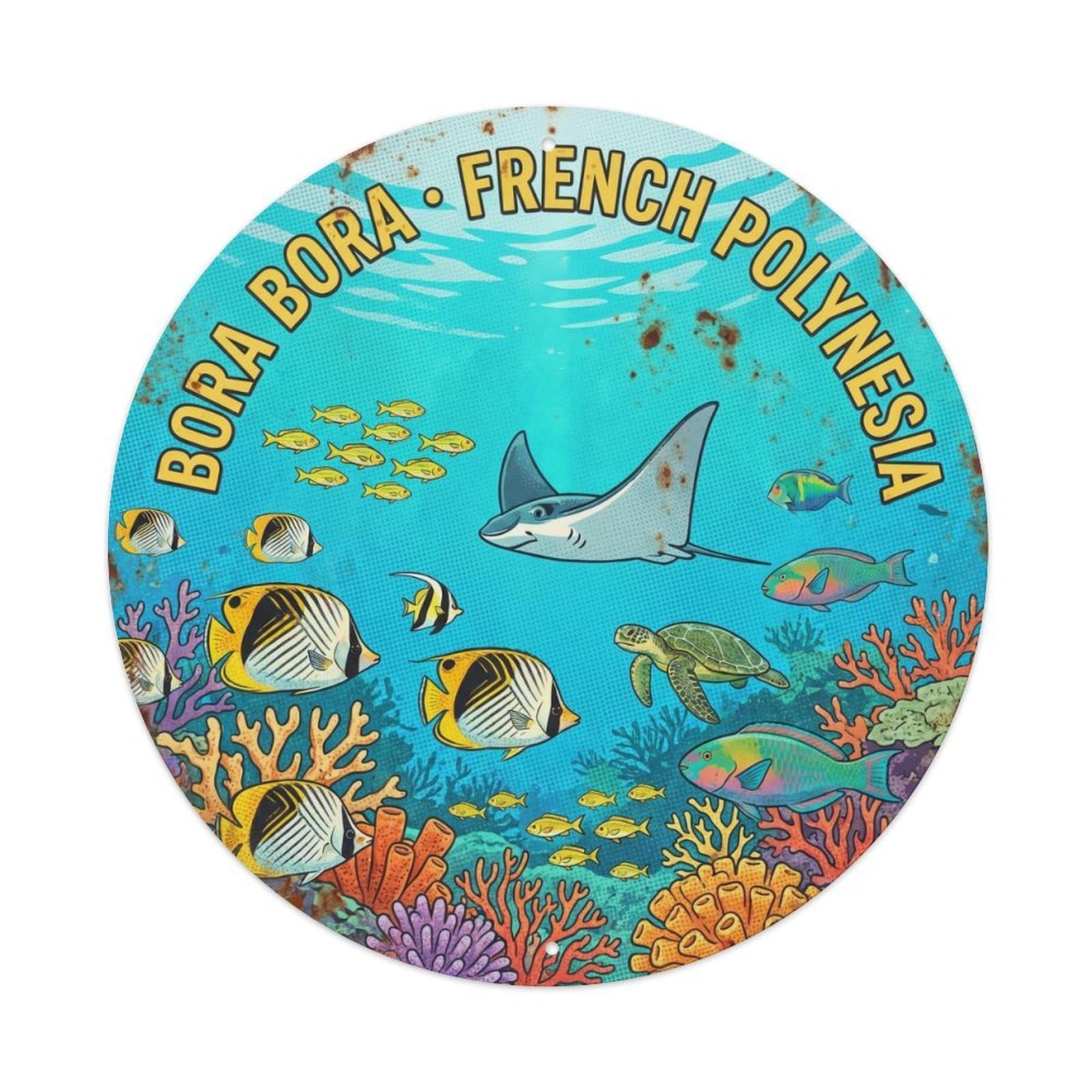 Olyhtr 8X8inch Classic Style Underwater Borabora Coral Reef Marine Life Wildlife Metal Tin Sign