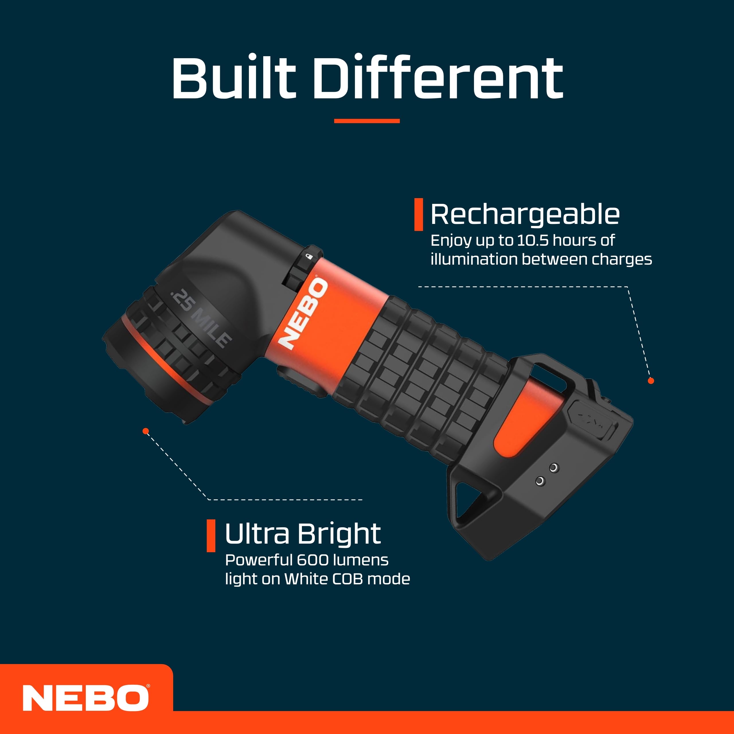 NEBO Master Series SL25 Torch with 3 Light Modes - Rechargeable & Waterproof - Camping & Hiking Accessories - Image 4