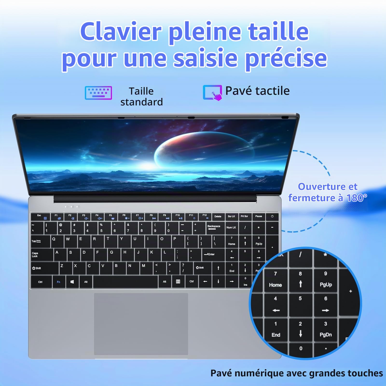 15,6 Pouces Ordinateur Portable avec Core i5 7Y54 Processeur, 16 Go RAM et 512 Go SSD, Win 11 Office 365 PC Portable 1920*1080 IPS FHD Écran, Laptop avec Clavier Rétroéclairé WIFI5 Mini-HDMI USB3.0