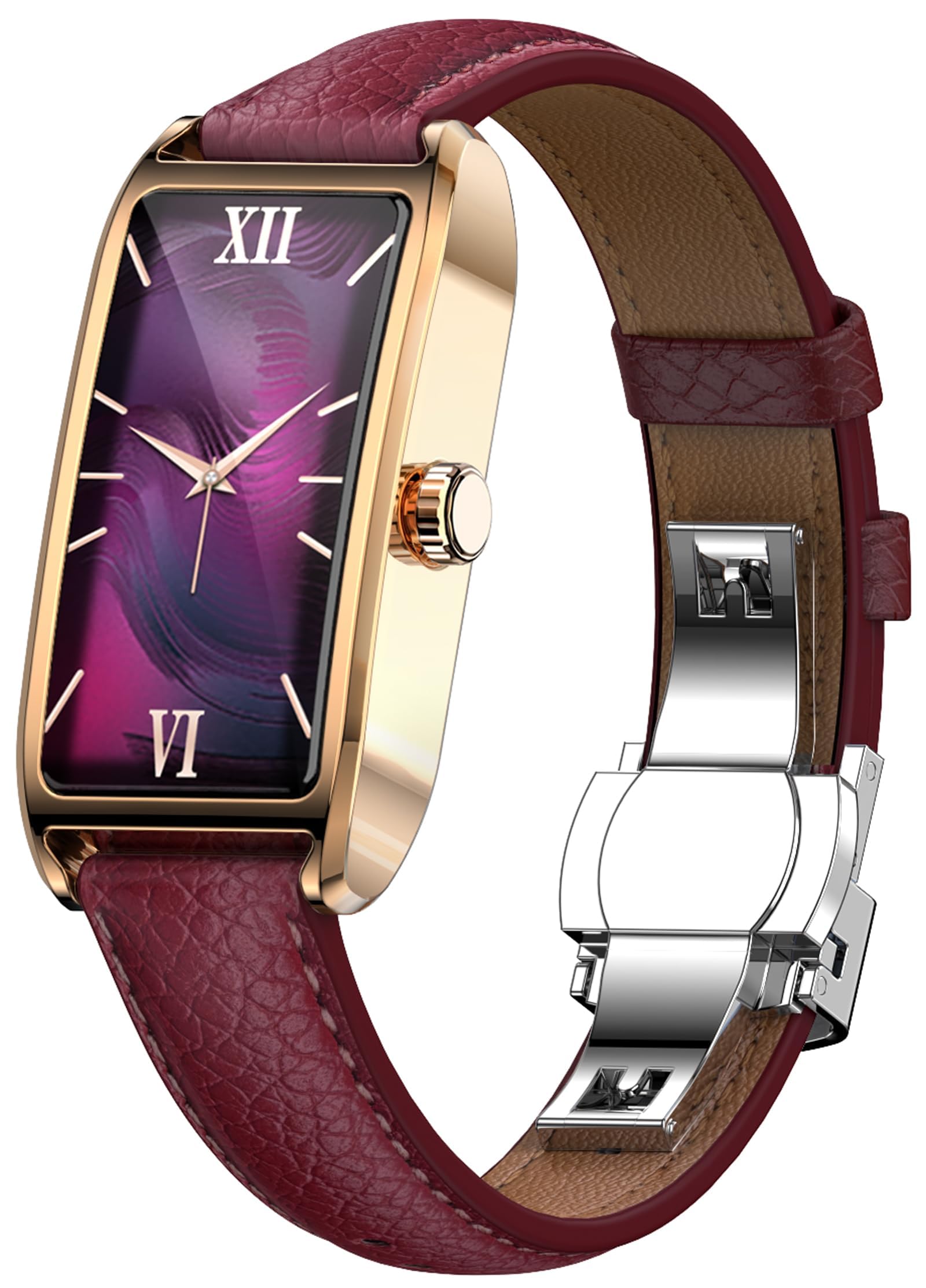 Fitness Tracker for Women Ladies Fitness Watch Dressy Leather Strap Alloy Case Luxury Fashion Heart Rate Monitor Sleep Tracker Pedometer Step Counter Waterproof Elegant Smart Watch for Womens