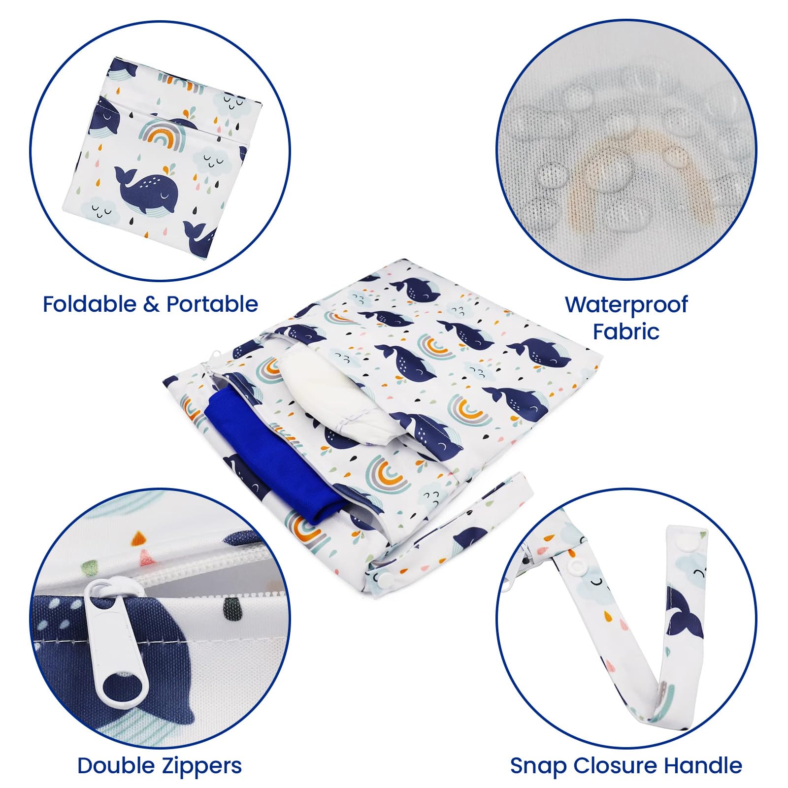 2 Pièces Sac à Couches Lavables, Imperméable Sac de Rangement à Couches, Wetbag à Fermeture Eclair, Sac de Couche Réutilisable pour Couches de Bébé, Natation, Voyage, Plage (A)