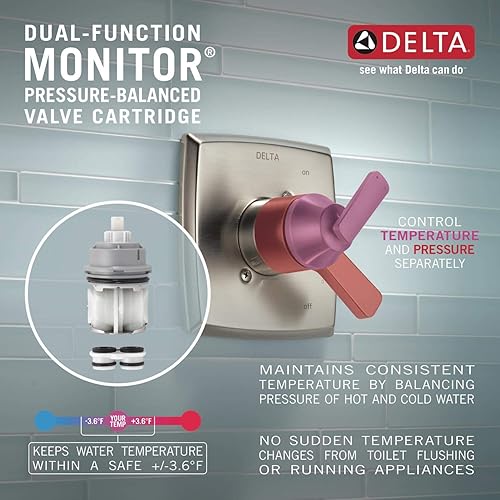 Miniatura 3 de Delta Faucet Tetra Serie 17 Juego de grifo cromado de doble función con cabezal de ducha 2 en 1 In2ition con rociador de mano, juego de grifo de