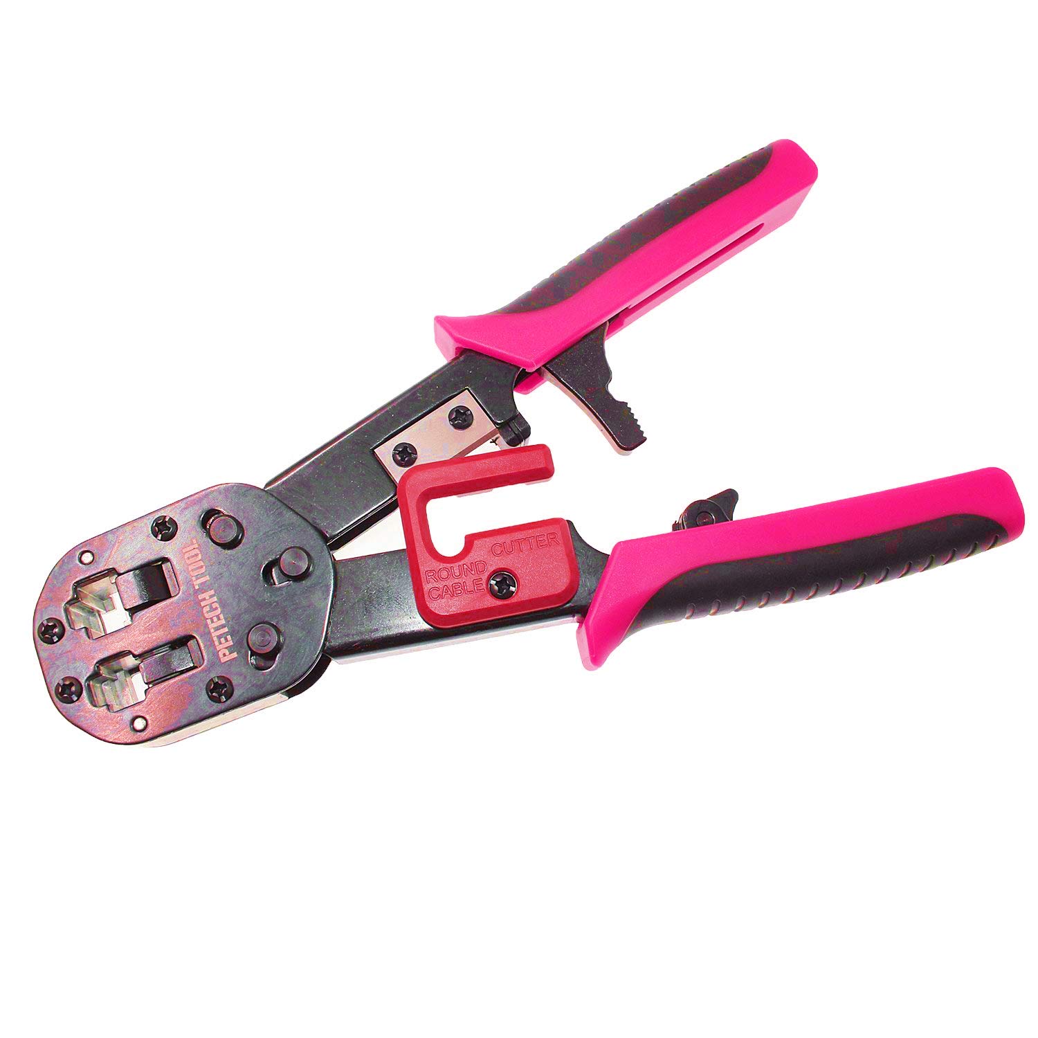 PETECHTOOLRJ45 Crimp Tool Cat5 Cat5e Cat6 Crimping Tool Ethernet Crimper Kit with Cat6 RJ45 Connector and RJ45 Boots, Mini Wire Stripper and Replacement Blade