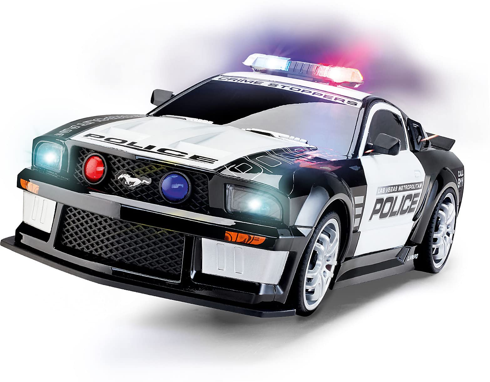 Revell Control 24665 RC Scale US Police Ford Mustang - Mando a Distancia con GHz, batería de Iones de Litio Intercambiable, iluminación LED, luz Azul, Sirena, Coche teledirigido de 33 cm, Color Negro