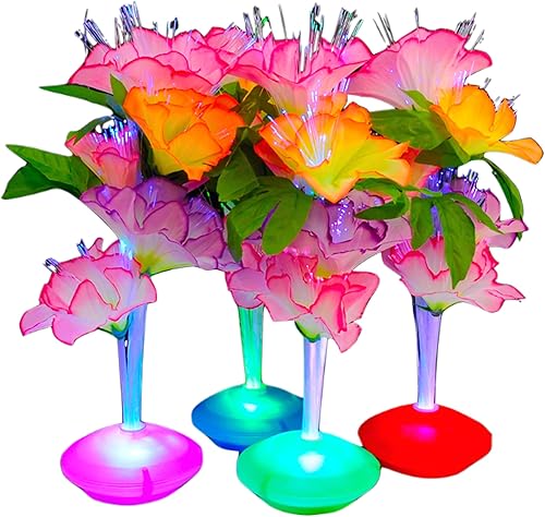 Miniatura 4 de Centro de mesa de flores de fibra óptica, cambio de color LED, flores sintéticas de poliéster transparente