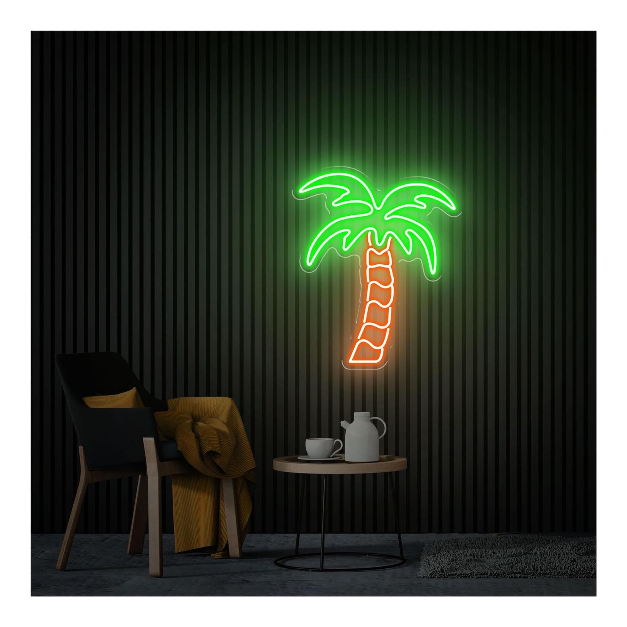 RONGCH Hanging Art Signs Palm Tree Neon Sign,Suitable for Living Room Wall Personalized Decor with Dimmable 42cmx50cm(B)