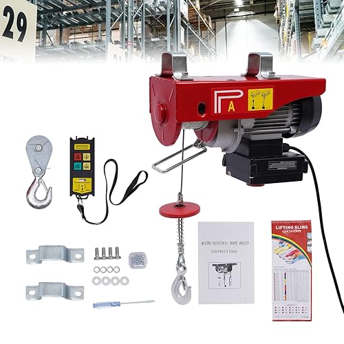 Cabrestante eléctrico portátil 110 V 440 libras con control remoto inalámbrico y protección contra sobrecarga uso para fábricas almacenes control