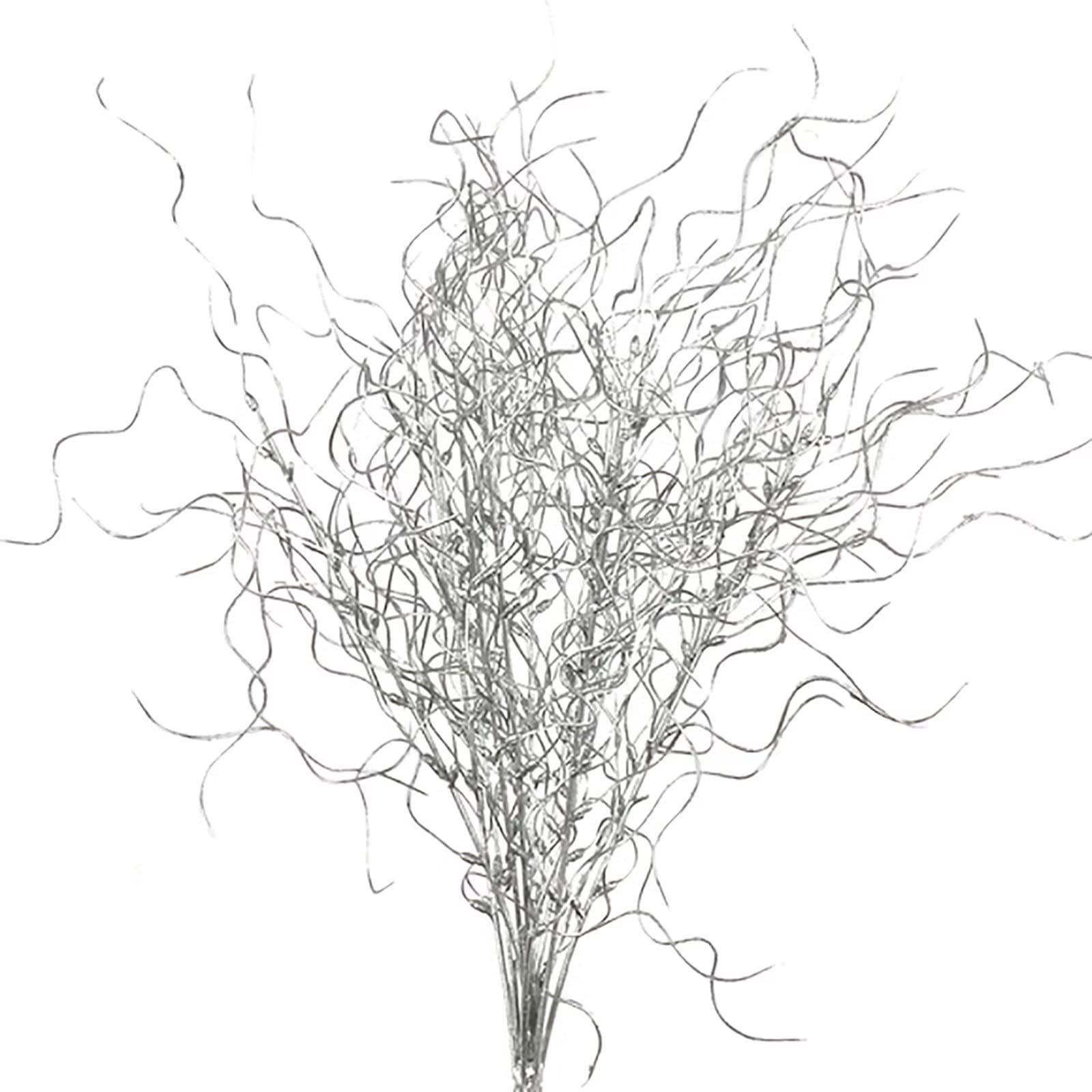 Emivery 3 Pack Sparkle Curly Ting Ting Branches Glitter Christmas Picks Silver Artificial Curly Twigs for Vase Filler, Wedding, Home, Party, Holiday Decoration
