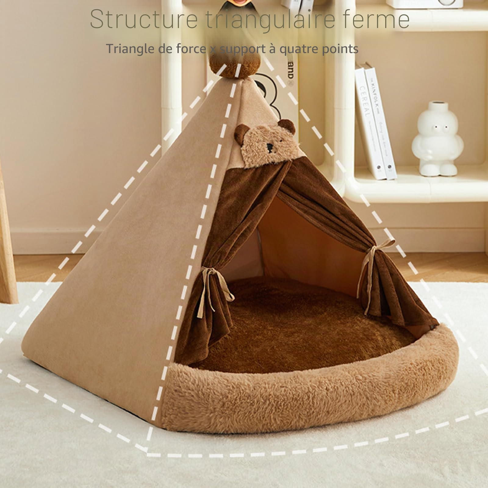 Galatée Lit pour Chat, Tente pour Chat, Lit en Peluche Douce pour Animaux De Compagnie avec Coussin Amovible Et Lavable, Tente Chaude pour Animaux De Compagnie, Tente Igloo pour Chien(L)