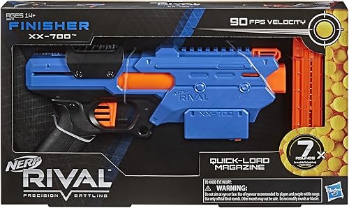Miniatura 2 de Nerf Rival Finisher XX-700 Blaster - Revista de carga rápida, acción de primavera, incluye 7 rondas oficiales de rival, equipo azul