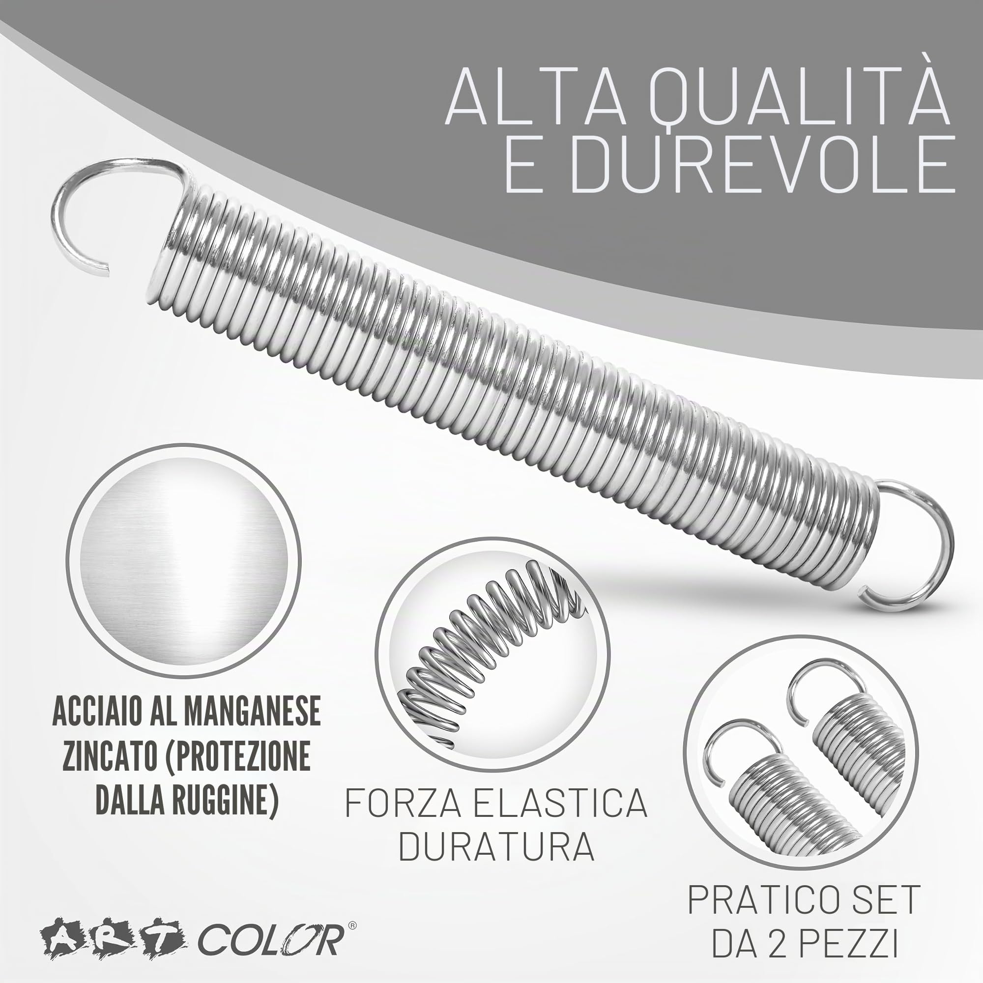 Molle di trazione per porta di garage in coppia (2 pezzi) universale - disponibile in 9 diverse dimensioni - molle per porta di garage zincate in acciaio al manganese - (480x50x6mm / forza di trazione