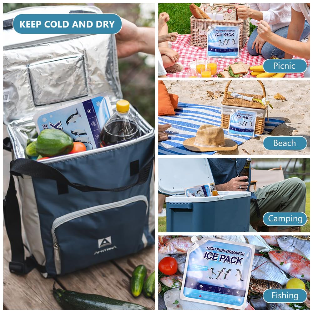 flintronic 4 Pack Ice Packs, High-Performance Cooling Ice Bag, Long lasting Reusable Ice Boards, Reusable for Camping Picnic - Image 6