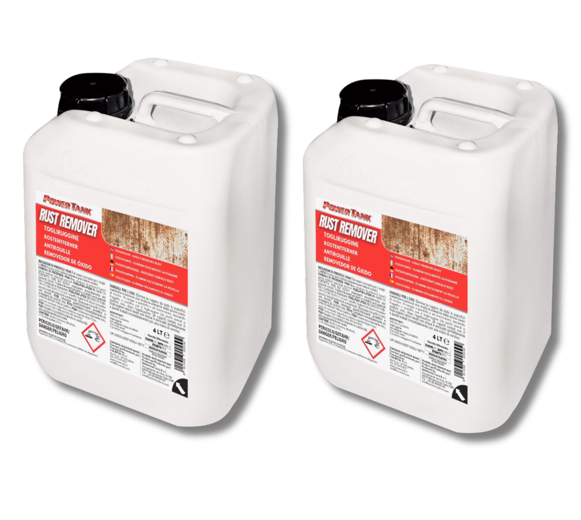 2 Togli Ruggine 4 Litri Potente Antiruggine Convertitore Ruggine con Acido Fosforico Rimuovi Elimina Sciogli Ruggine dal Metallo Antiruggine Convertiruggine per Ferro Rust Remover Auto Moto