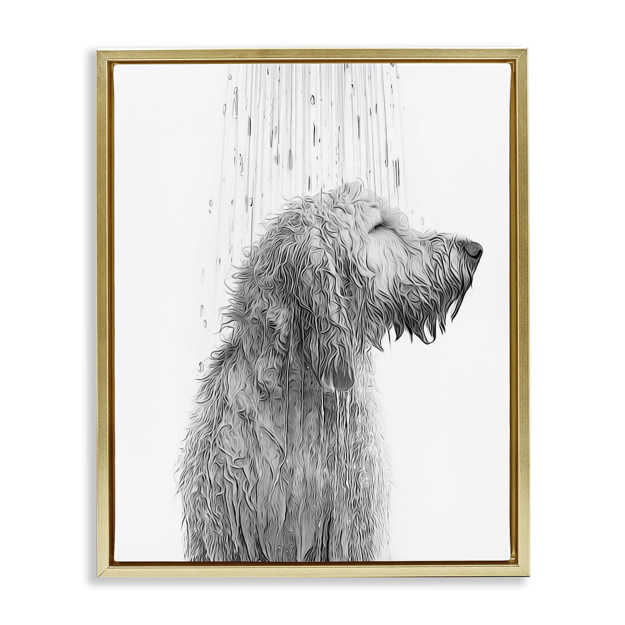 Dog Bathroom Splash Animal Cartoon, 25 x 31 Inch Canvas in Floater Frame
