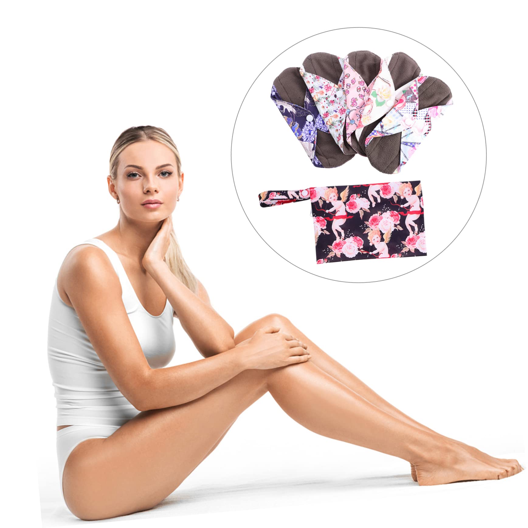 Healeved 15piezas Compresas De Reutilizables Con Bolsa De Almacenamiento Almohadillas Menstruales De Bambú Antibacterianas Para Abundante y Diaria