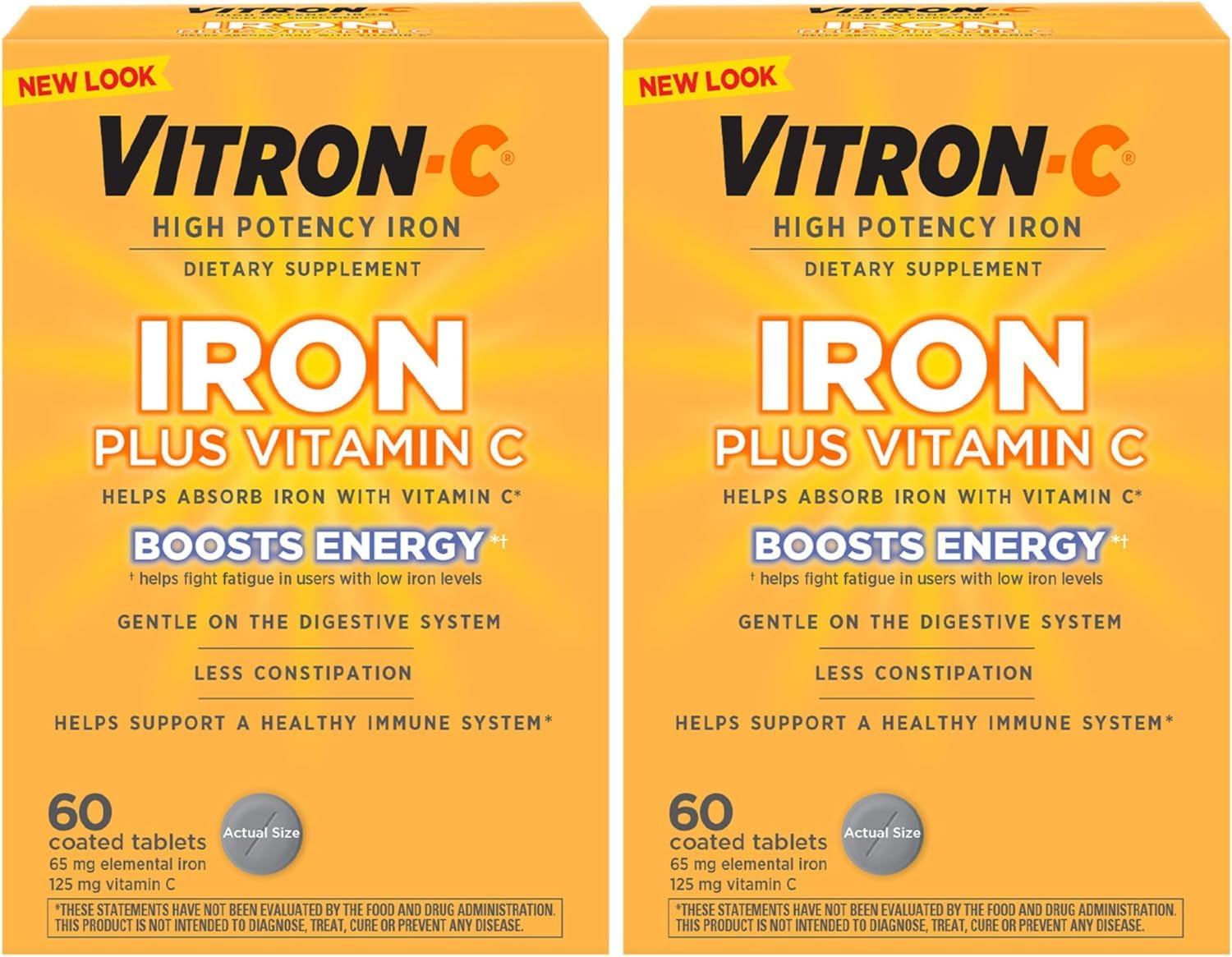 Vitron-c High Potency Iron Supplement Tablets 60 Ct (Pack of 2)