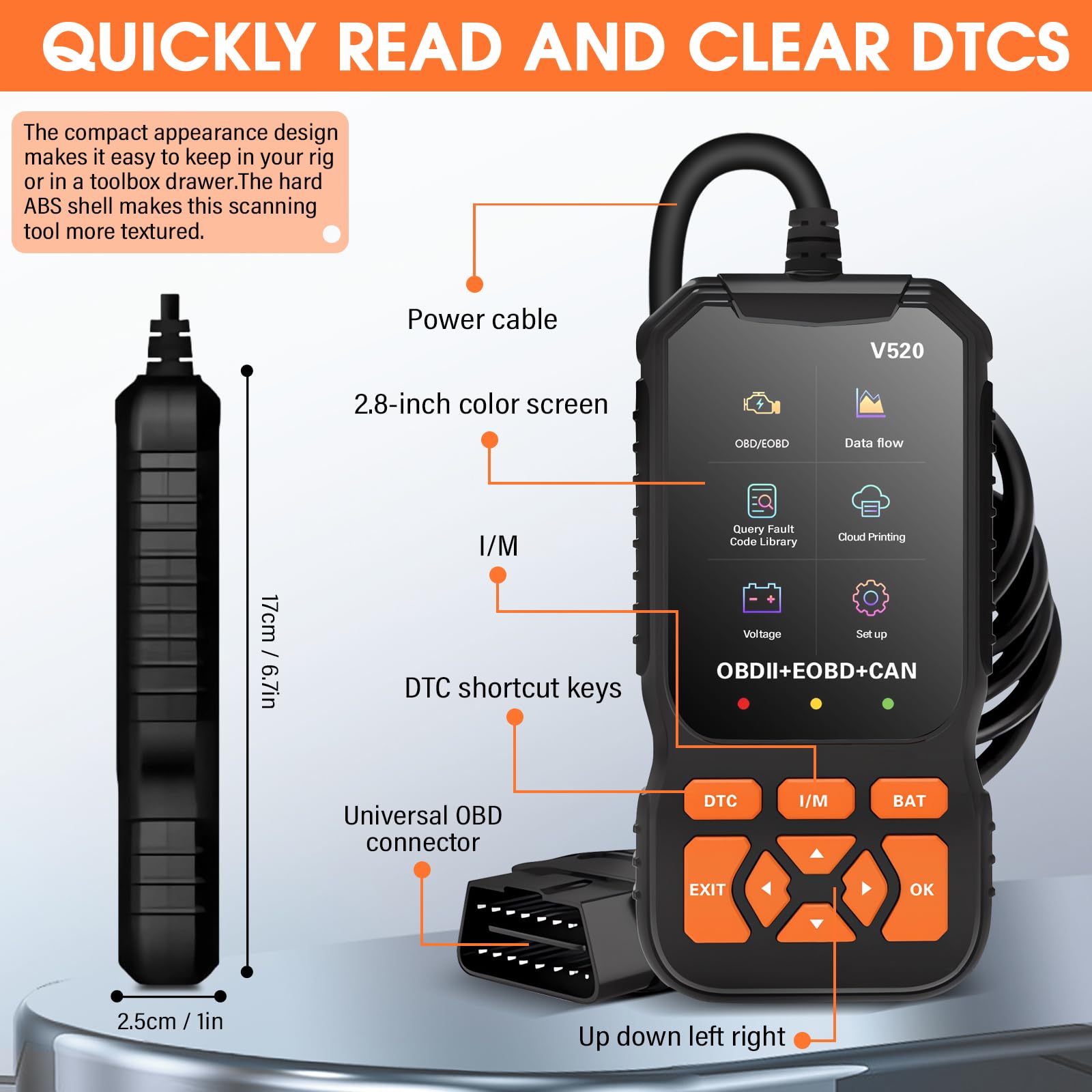 OBD2 Diagnosis Coche, OBD Scanner, Herramienta de Diagnóstico del Sistema del Motor, Sistema de Sensores O2, Prueba EVAP, LCD Mostrar, Admite 10 Idiomas Incluido el Español