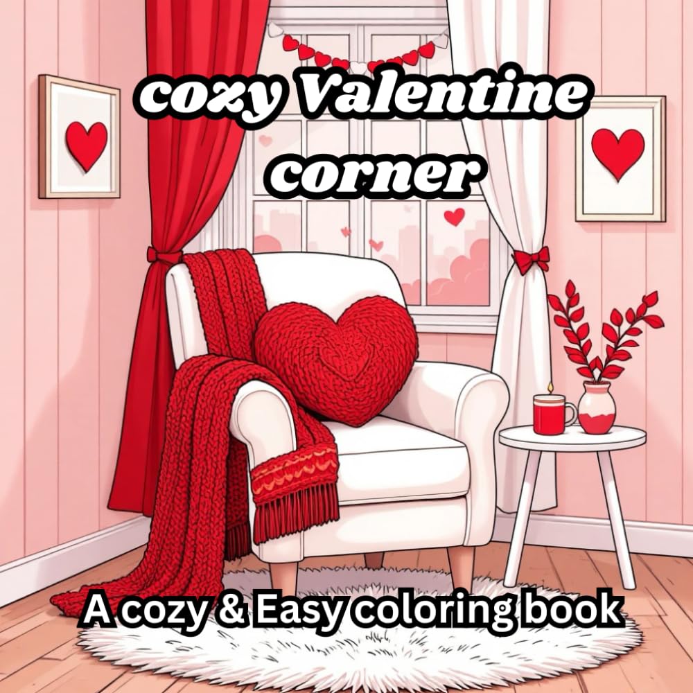 cozy Valentine corner,: Simple and sweet illustrations to color, celebrating love in every cozy corner