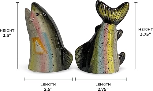 Miniatura 75 de River's Edge Juego de salero y pimentero, de resina de polímero, pintado a mano. Cocodrilo (Alligator),Bass,Oso y abejas,Azul Cangrejo,Bobber,Bull