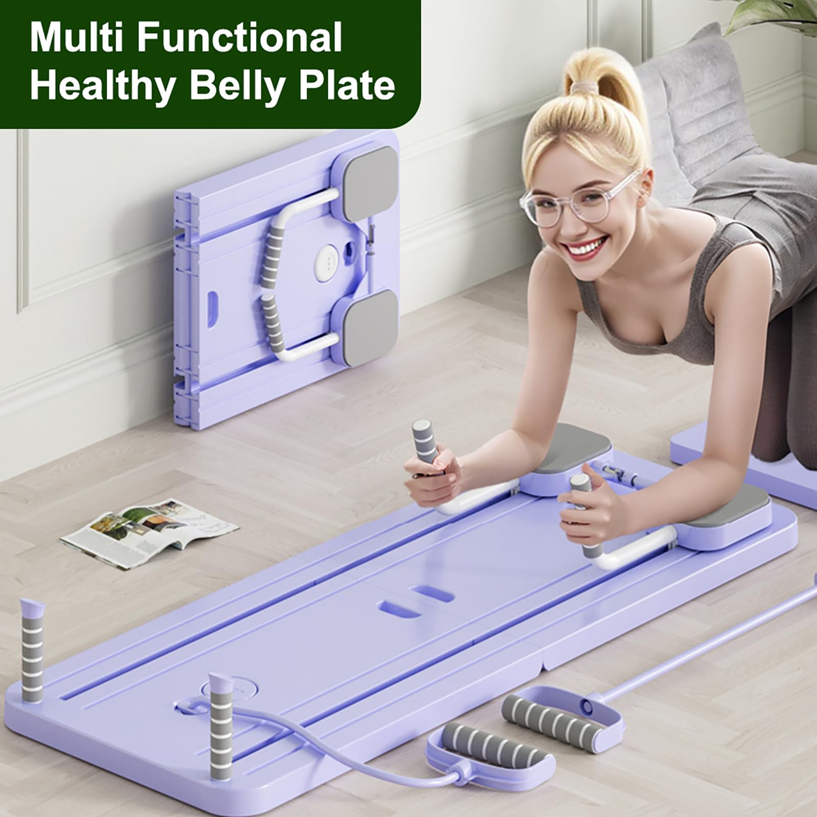 Pilates Board, set pieghevole per pilates, per la casa, multifunzione, con contatore, rimbalzo automatico per la forza nucleare e l'allenamento addominale
