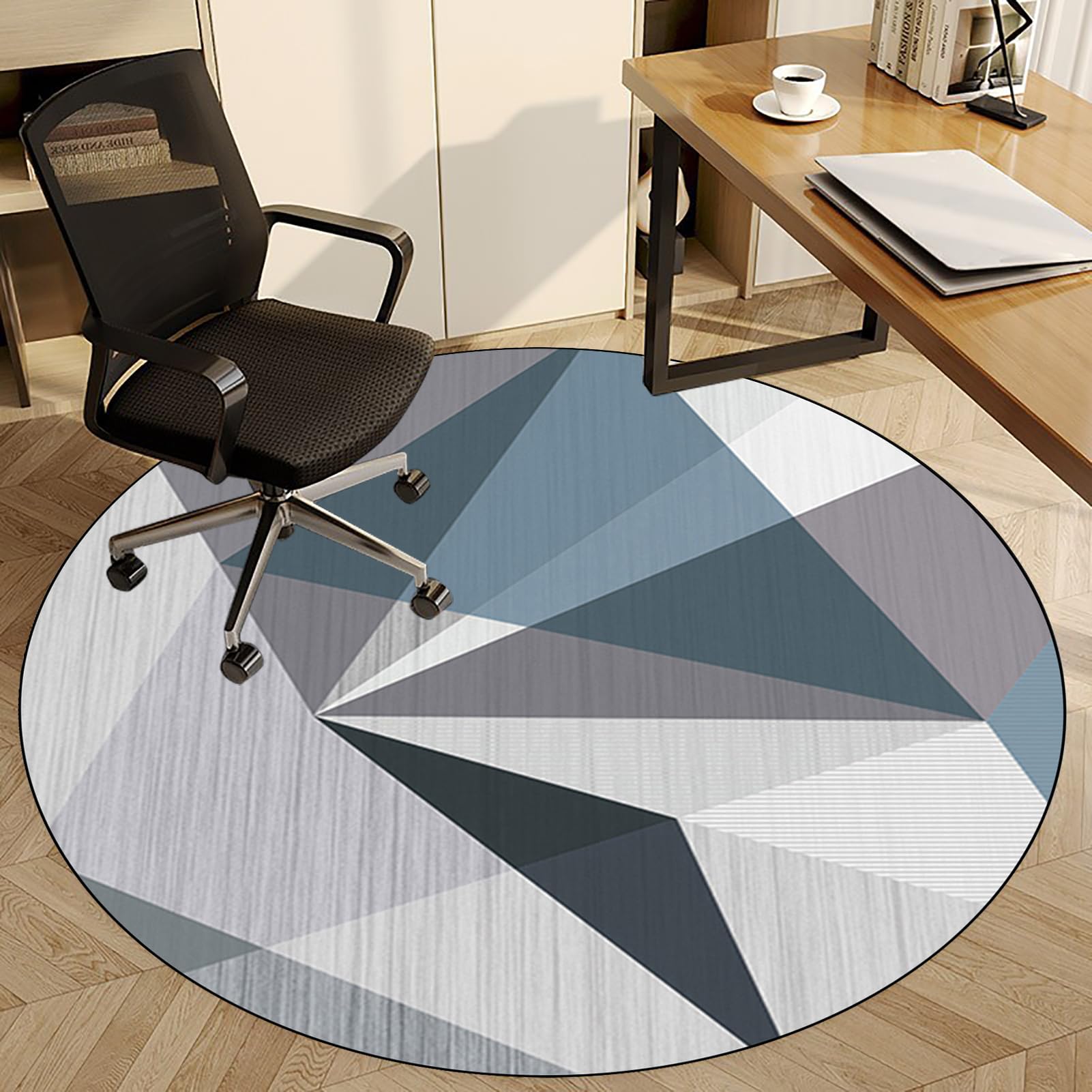 Fzamudng 160 cm Office Chair Mat for Hardwood Floor, Round Desk Chair Mat for Carpeted floors, Gaming Chair Mat, Low/Medium Pile Carpet Protector Chair Mat Easy Glide, Chair Mat for Wooden Floors