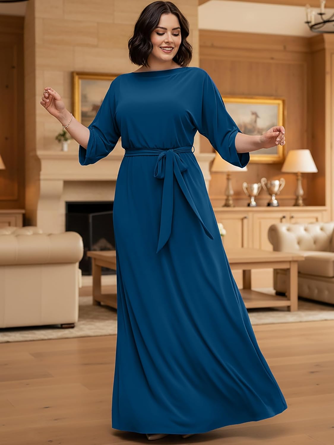 KOH KOH Womens 2026 Flowy Formal Batwing Sleeve Evening Casual Gown