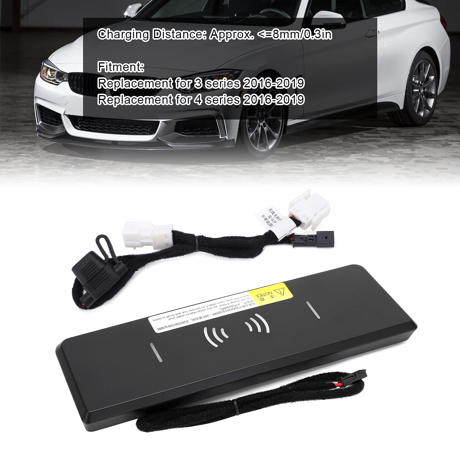 Caricabatterie Wireless per Auto, Caricabatteria Rapido Wireless per Auto 15 W Supporto per Telefono QC di Ricambio per Serie 3/4 Serie 2016-2019