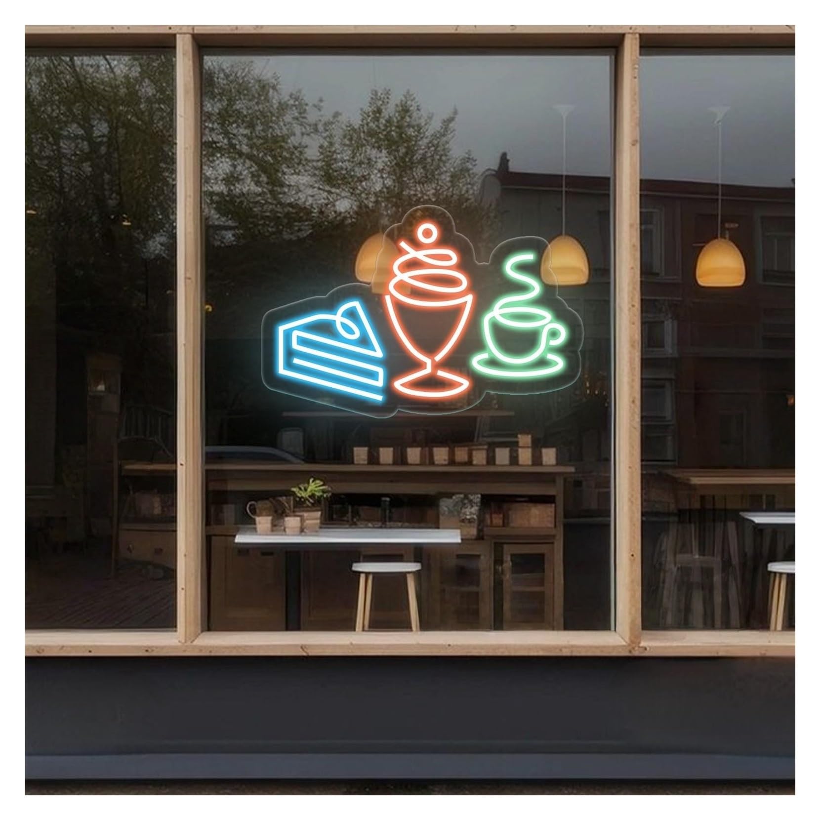 Rongch A Hanging Rt Signs Dessert Neon Sign,Suitable For Cake, Ice Cream & Coffee Store Wall Decor With Dimmable 26Cmx40cm(A)