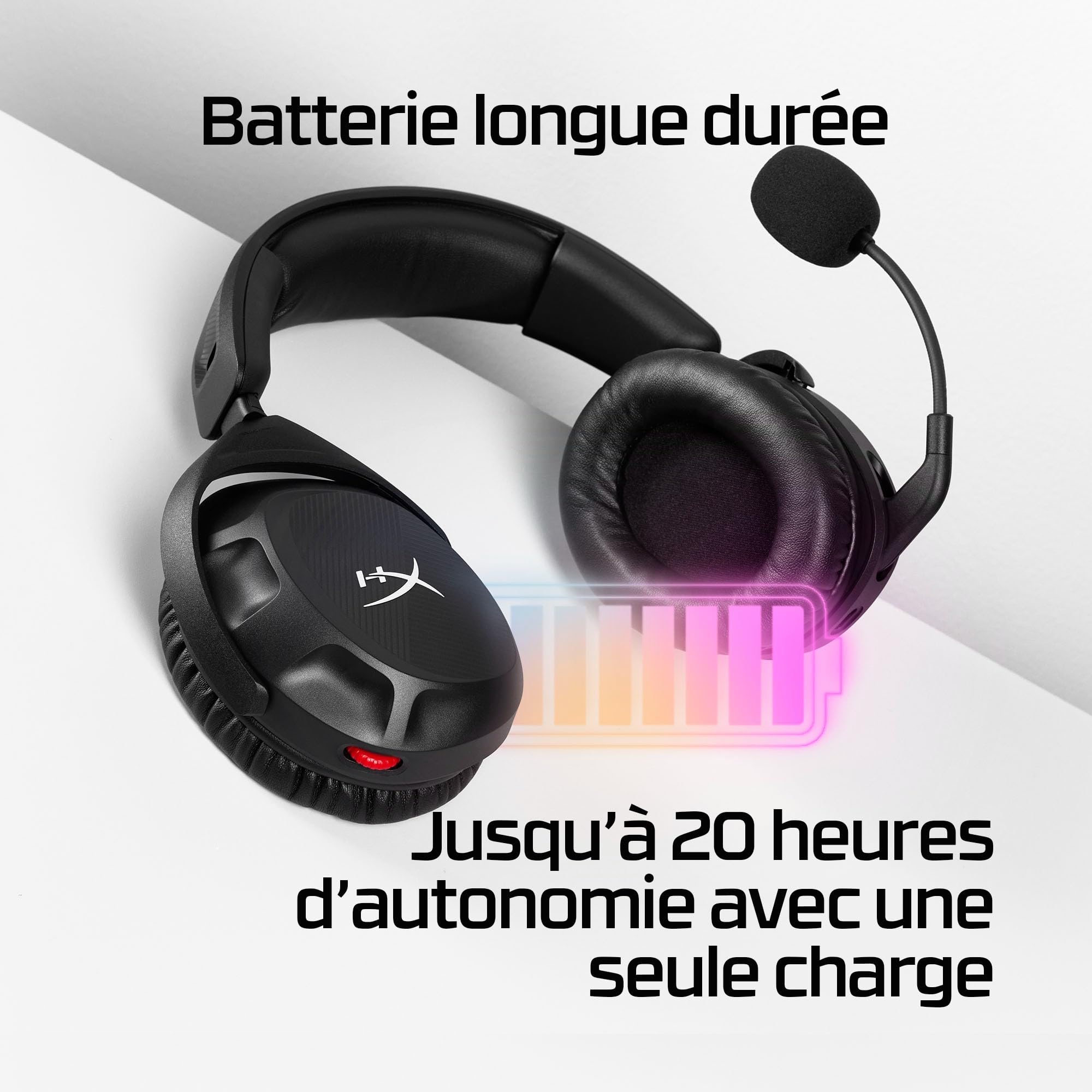 HyperX Cloud Stinger 2 - Casque de Jeu sans Fil - Compatible PC. Microphone pivotant avec Coupure Audio Automatique, Mousse à mémoire de Forme Confortable, 20 Heures Maximum d’autonomie
