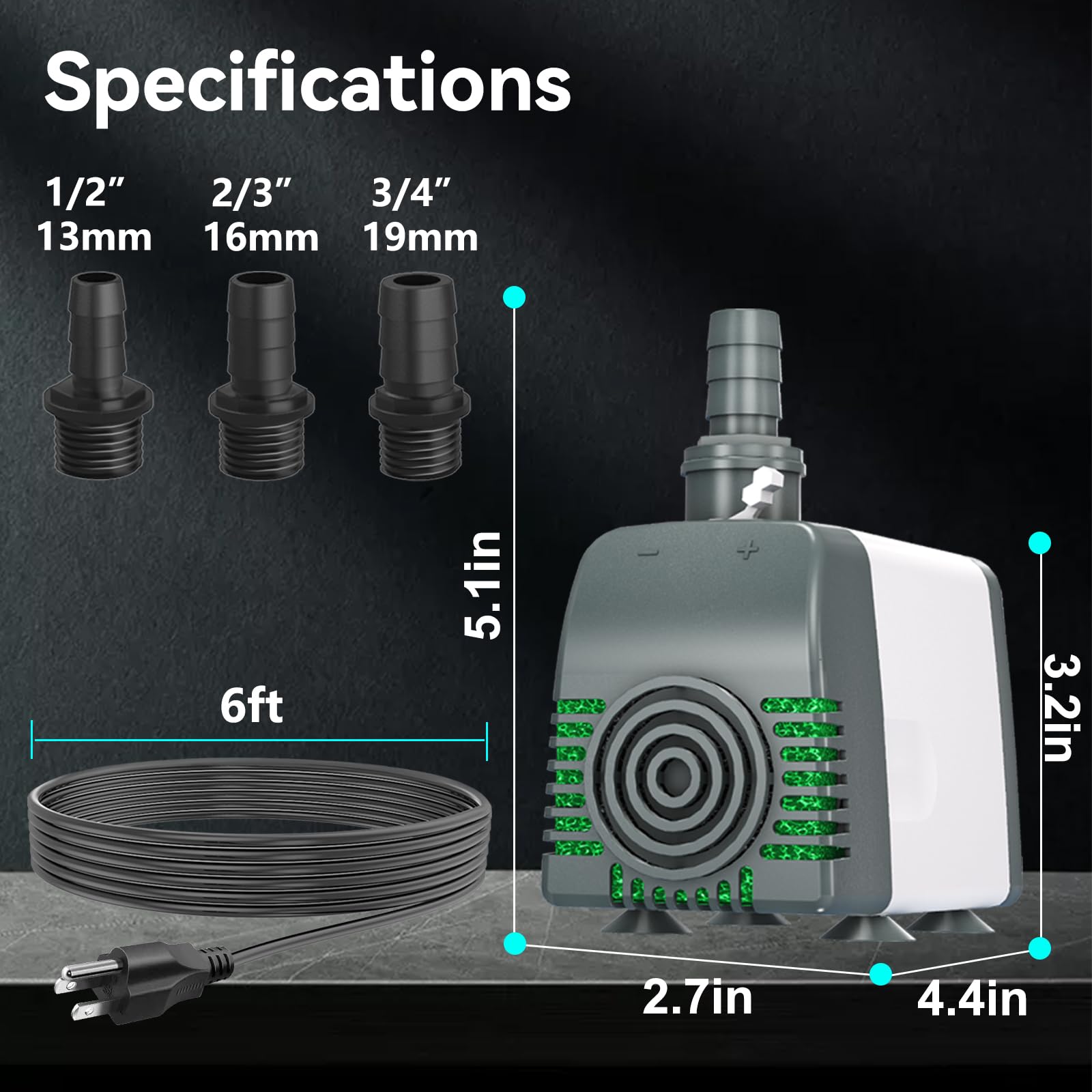 Amazon.com : Zoronk 550GPH High-Efficiency Submersible Water Pump