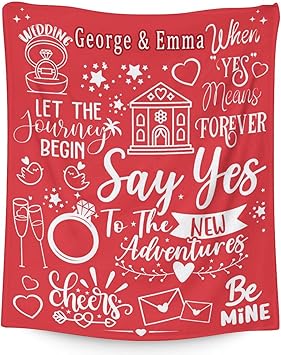 Custom Wedding Throw Blanket - Soft, Fuzzy & Warm - 50x60 Inches Marriage Prayer Blankets for Bride, Groom - Red Modern Throws Gifts for Newlywed Couples