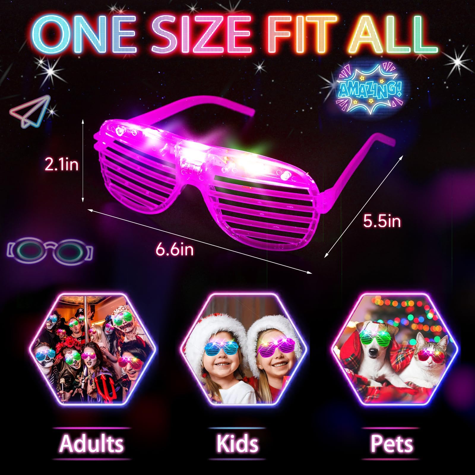 SHQQD Glow Party Supply, lentes iluminados