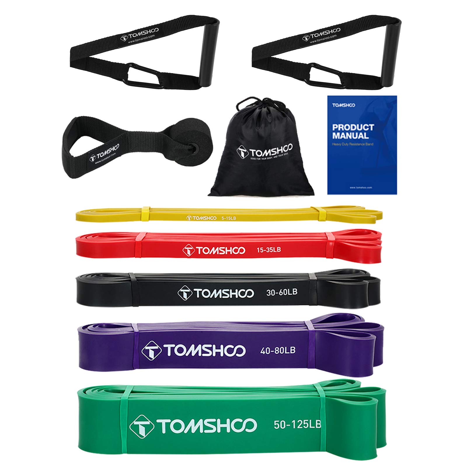 TOMSHOOResistance Bands, 5PCS Latex Skin-Friendly Pull Up Assist Bands Set for CrossFit, Stretching, Powerlifting, Gym, Home, Yoga, Strength Training, Pilates, Workout Bands for Women and Men