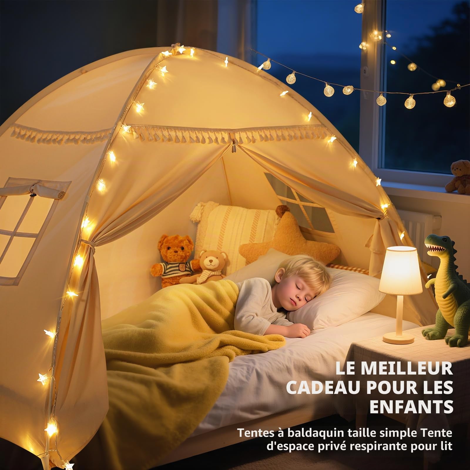 Tentes Tipi d'intérieur pour Enfants : Tentes de Jeu pour Enfants, Lit Jumeau, Tipi pour Garçons et Filles – Maison de Jeu à l'intérieur pour Salle de Jeux (Crème)