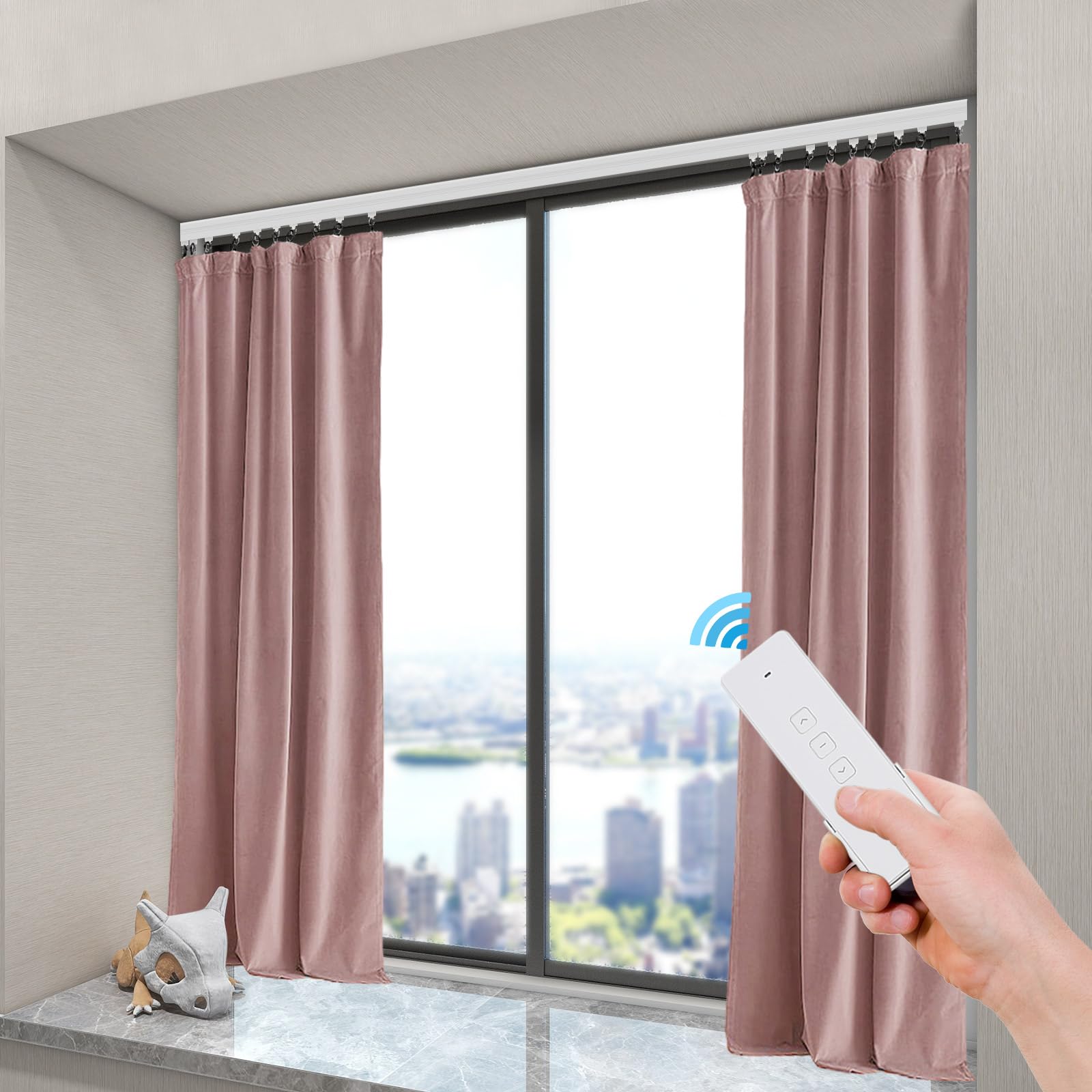 Binario per tende elettrico intelligente Tende Motorizzate 4,2 m Binario elettrico intelligente per tende collegabile tramite WIFI e ZIGBEE, con Telecomando