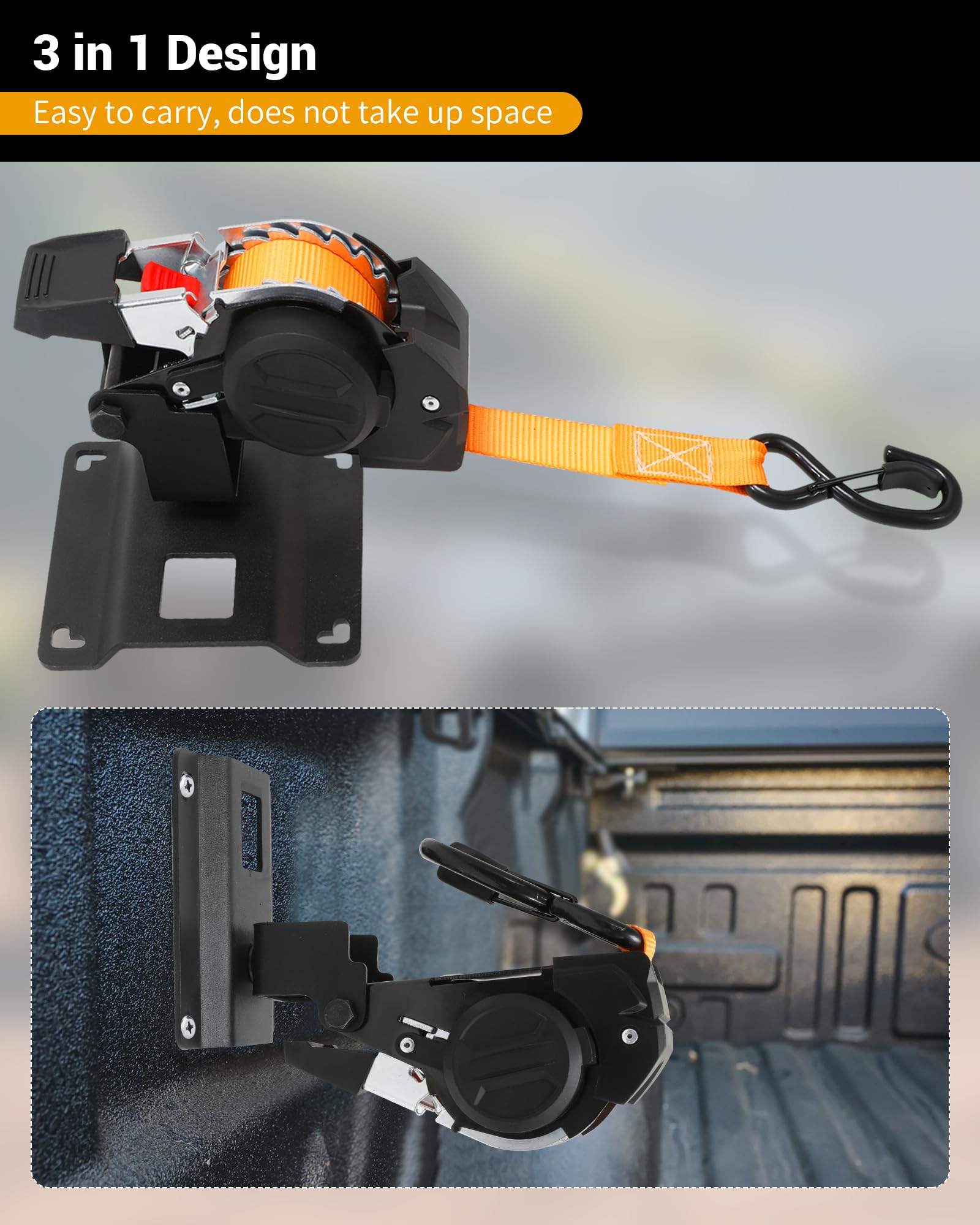 Tankpower Ratchet Tie Down Straps, Retractable 1650LB Break Strength Heavy Duty