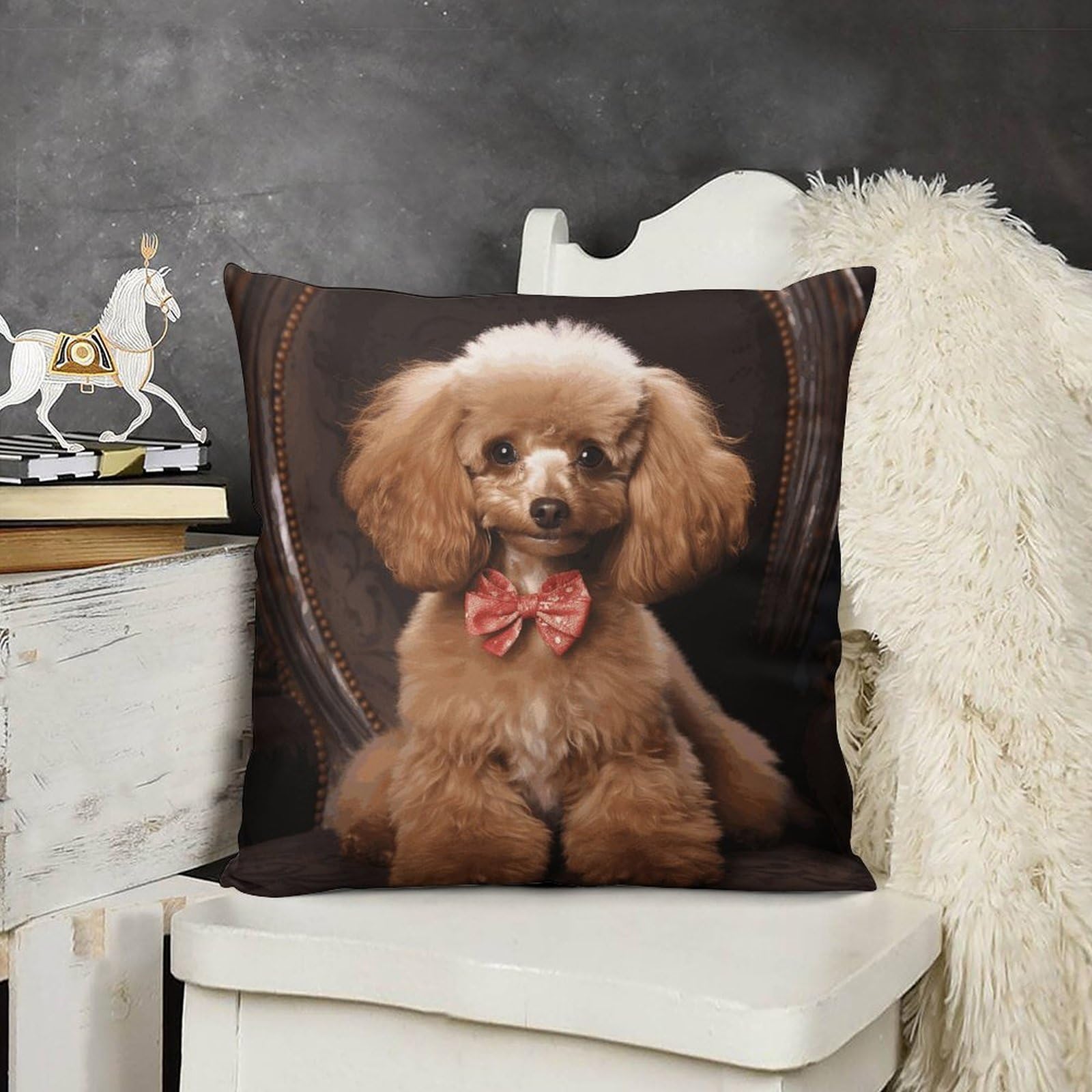 FodPand Boho Farmhouse Poodle Pillow Covers with Hidden Zipper 22x22 Soft Plush Cushion Cover Decorative Throw Pillow Cases for Couch Bed Sofa Living Room Indoor Outdoor Home Decor