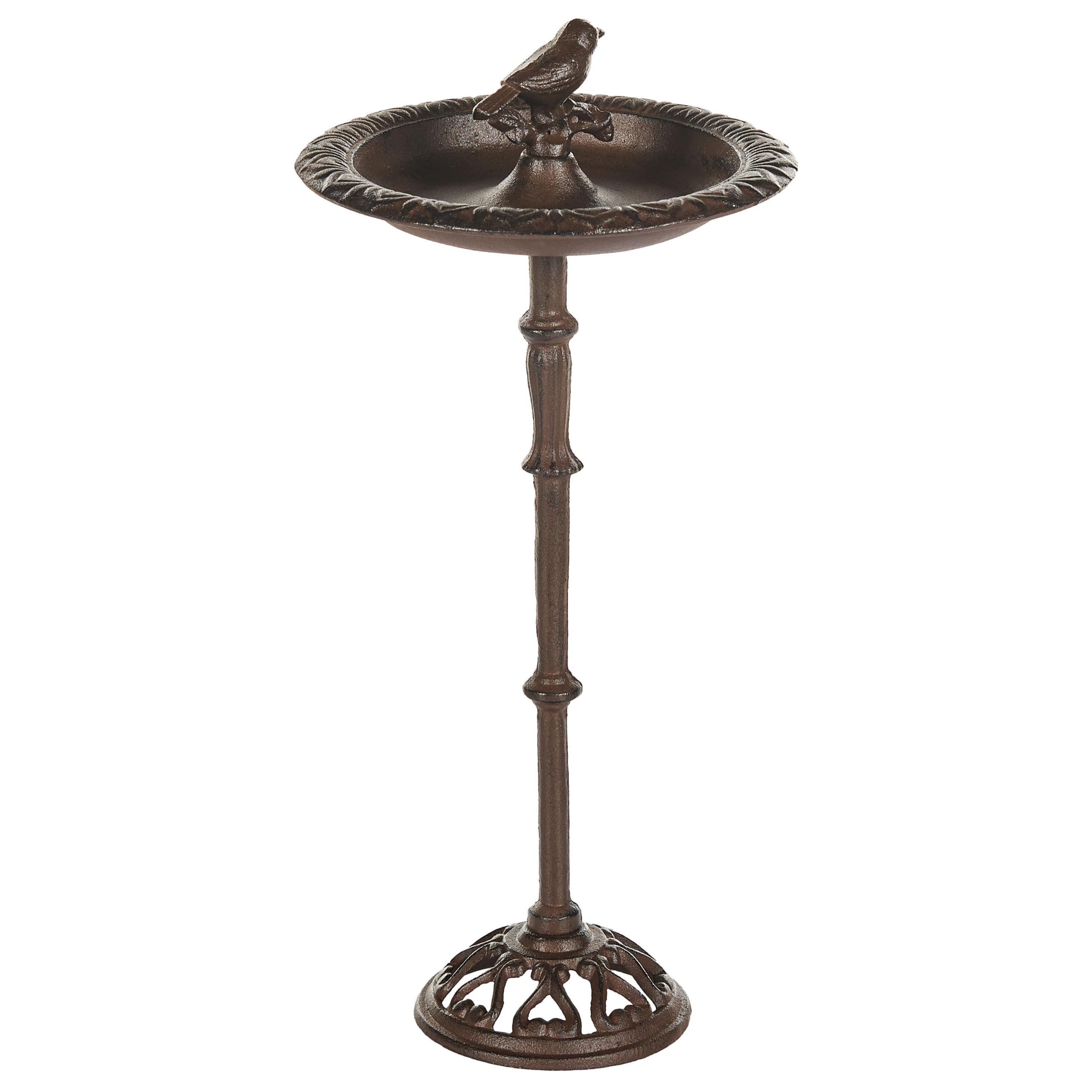 Bebedero para pájaros de jardín para exterior pileta de hierro antiguo decorativo marrón Swallow