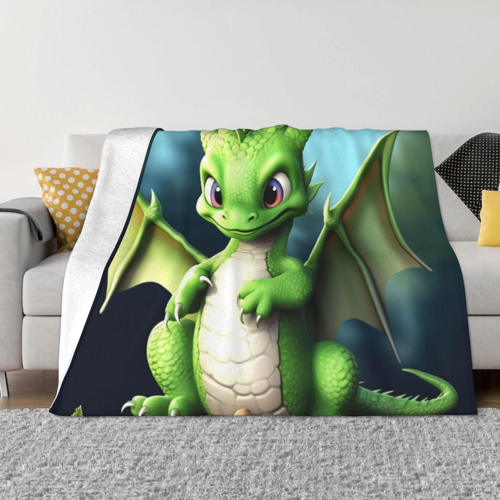 Couverture confortable motif dragon, le cadeau idéal pour le salon