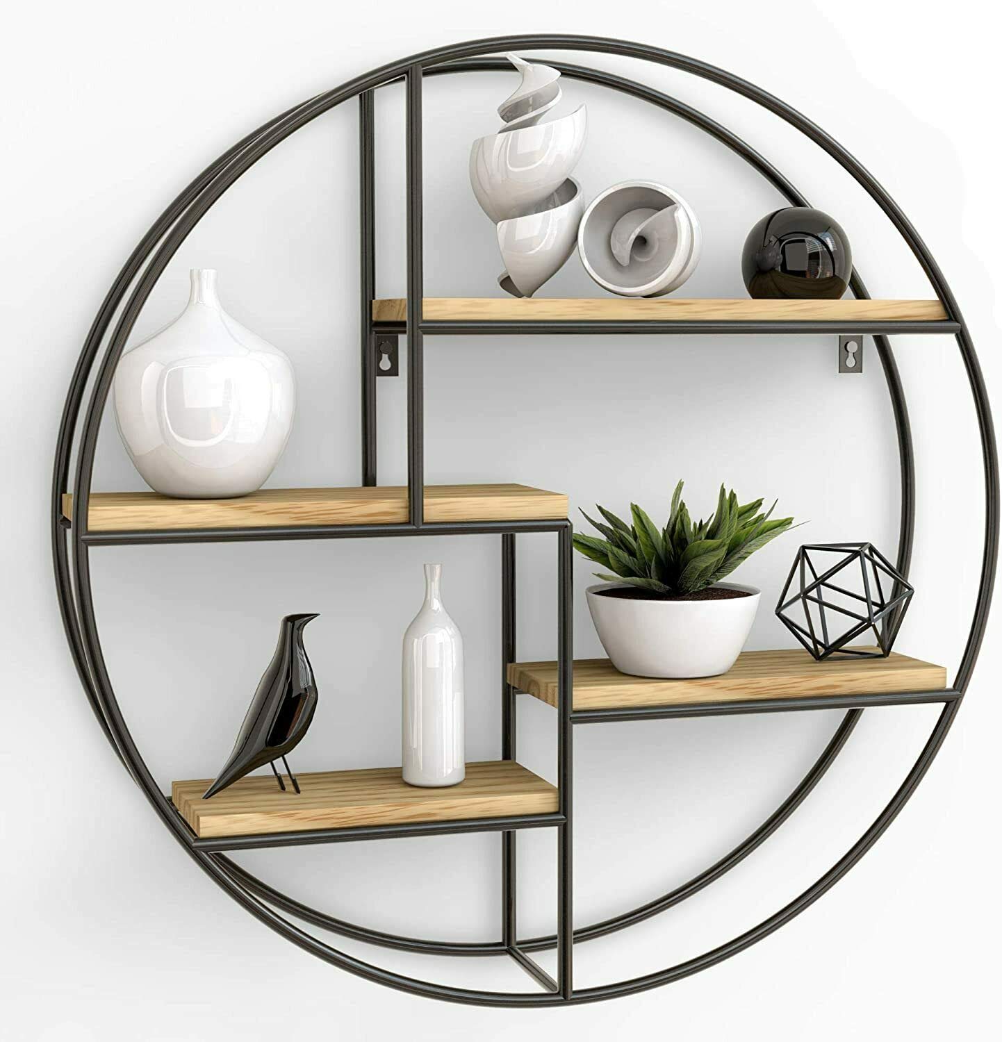 Buy HomeZone Black Round Shelving Unit Wire Circular 4 Shelf Unit with