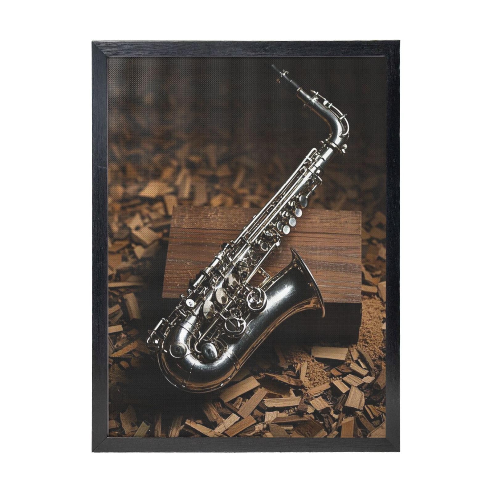 Framed Wall Art - Decorative Canvas Painting saxophone Pictures Poster Aesthetic Modern Prints Artwork for Bedroom Office Wall Decor Ready To Hang 12x16 in