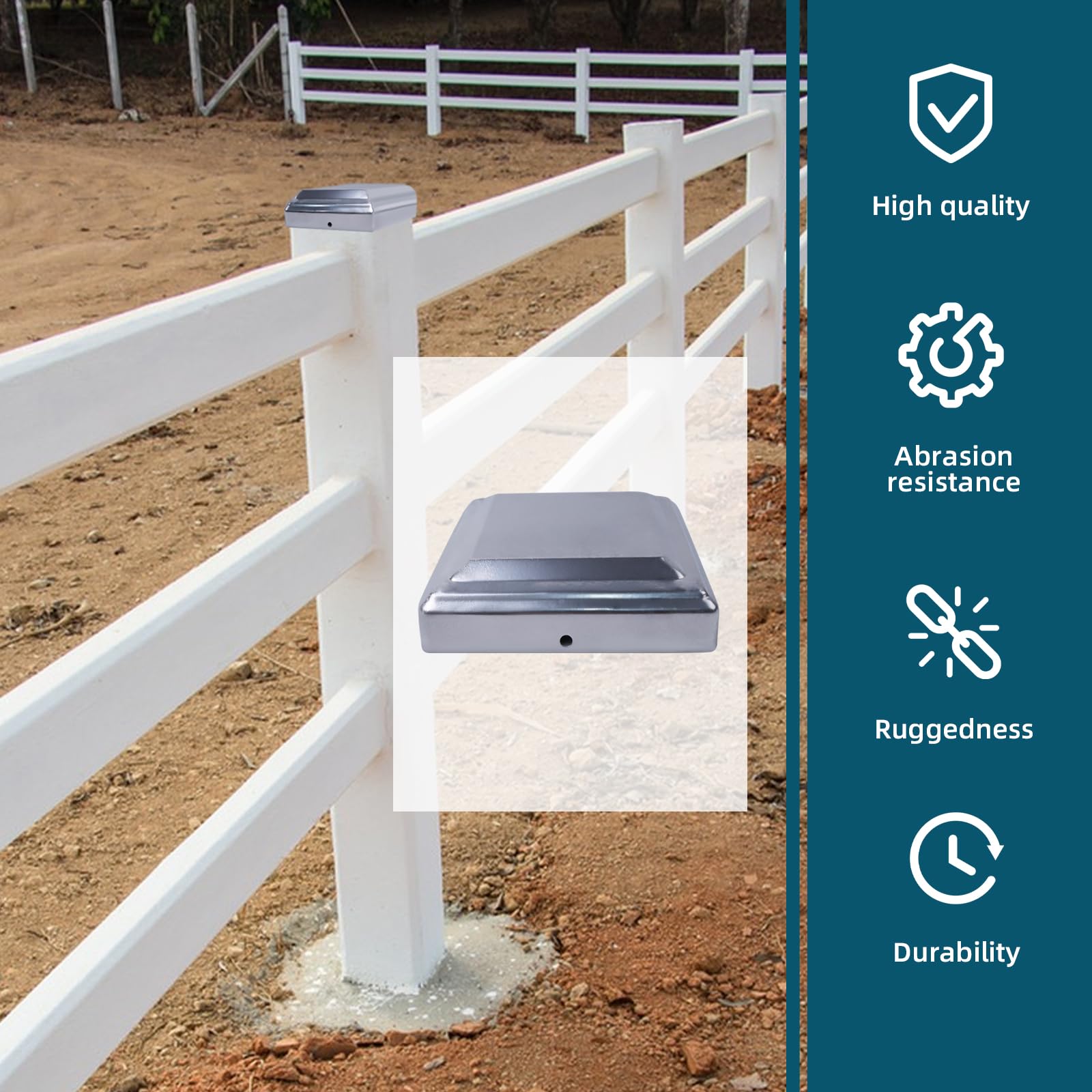 10 Pcs Post Top Caps, Metal Fence Caps, Square Decorative Caps, Weatherproof Fence Posts Protection Caps - Image 3