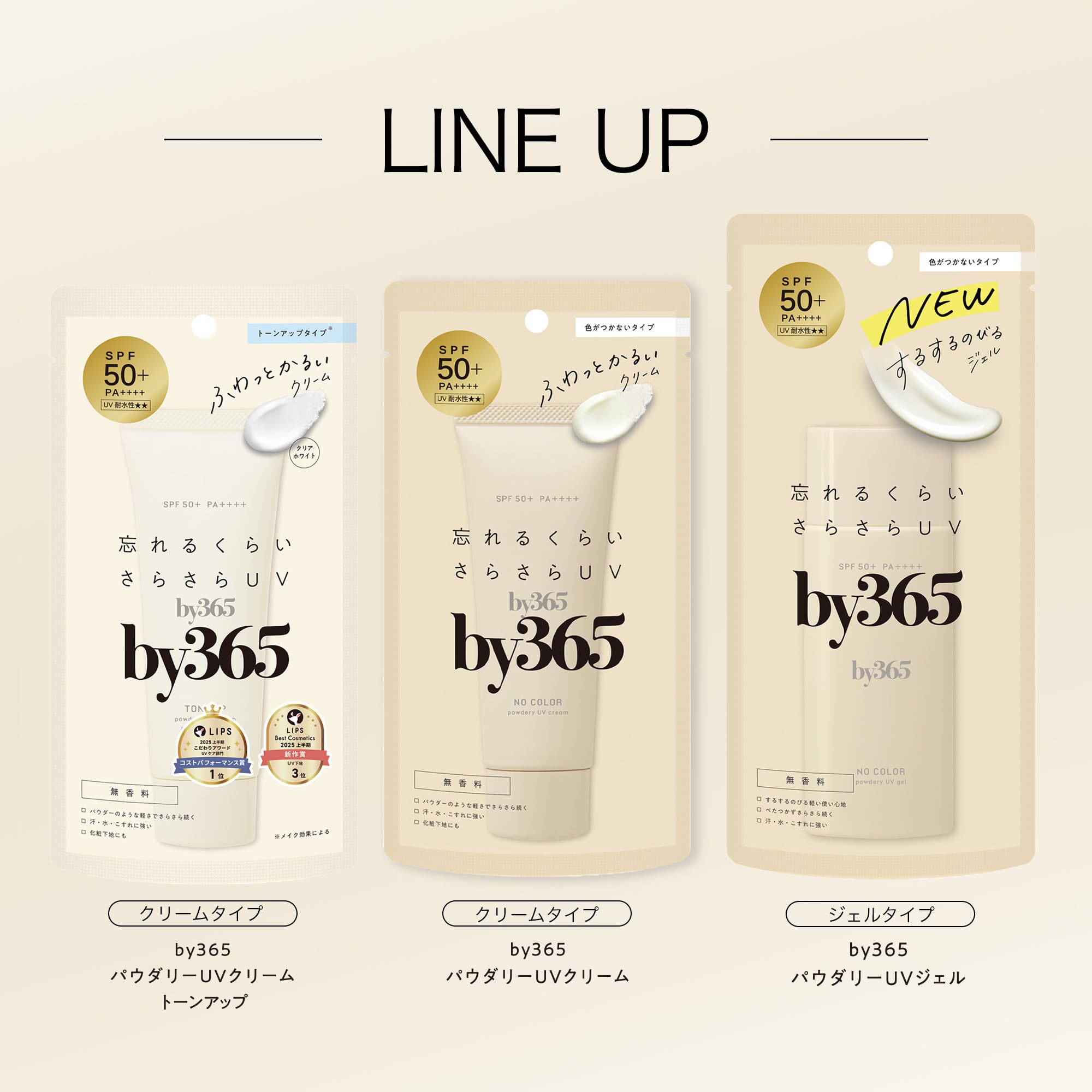 NARIS UP by365 Powdery Gel UV SPF50+ PA++++ Fragrance-Free 70 g, gel solaire léger pour visage et corps, non collant, finition transparente, base de maquillage, fabriqué au Japon