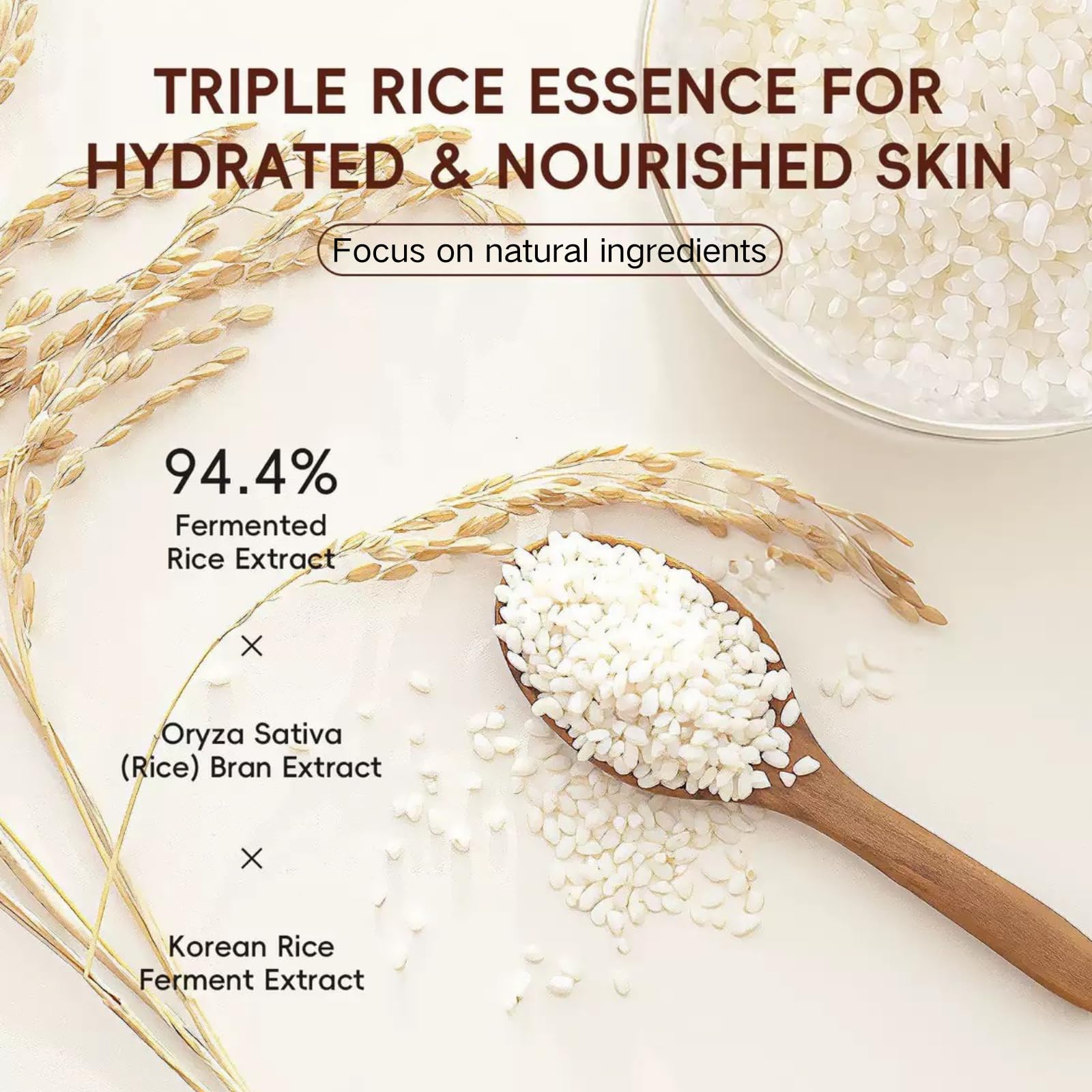 2PCS Korean Rice Skin Care Set,Korean Skincare,Brightening Serum & Hydrating Cream for Glowing Skin,Korean Glass Skin Care,Even Skin Tone - Image 4