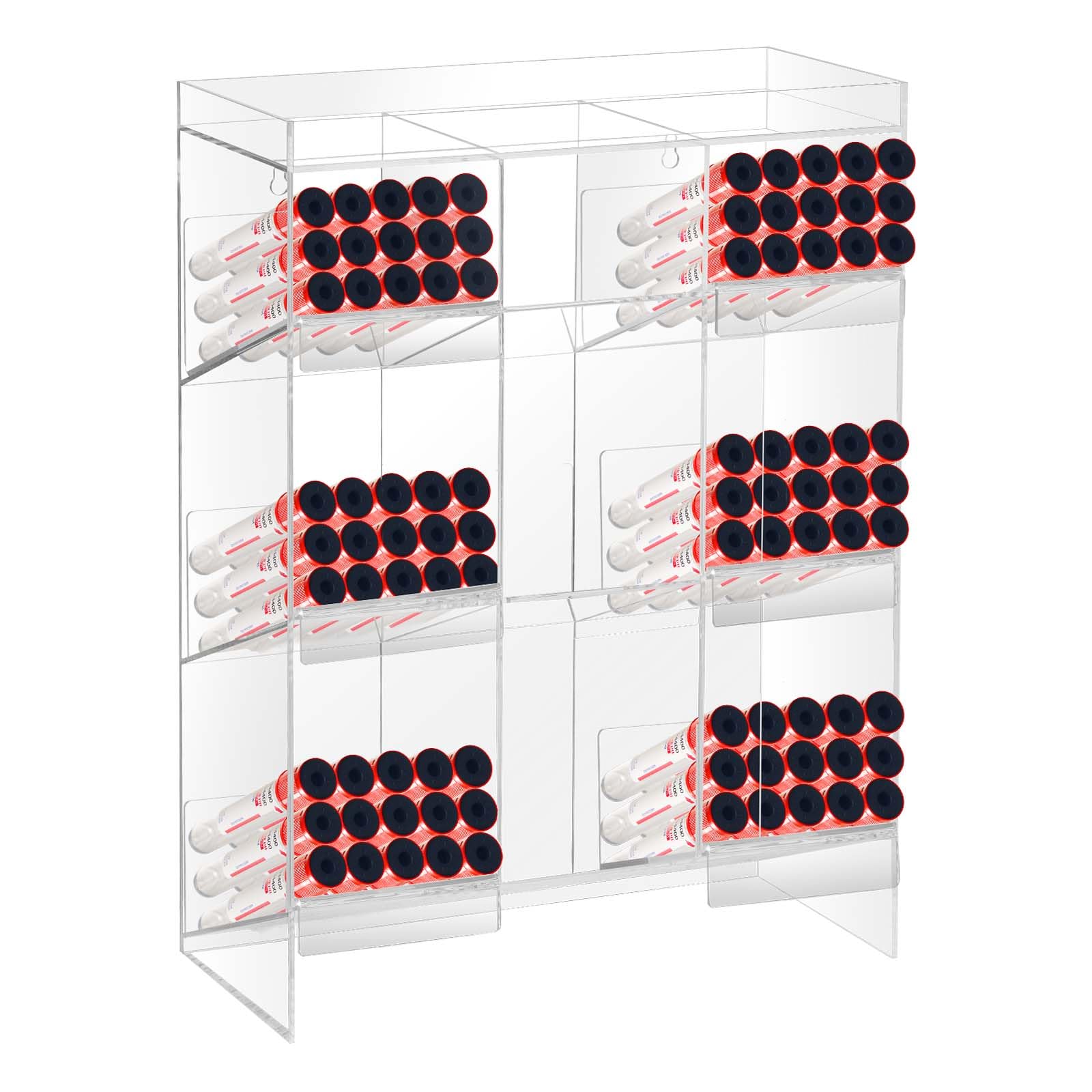 Porte-tubes en acrylique transparent pour montage mural et comptoir avec matériel de suspension, 9 compartiments pour l'industrie alimentaire et les cliniques, hôpitaux, 40,6 x 30,5 x 14 cm