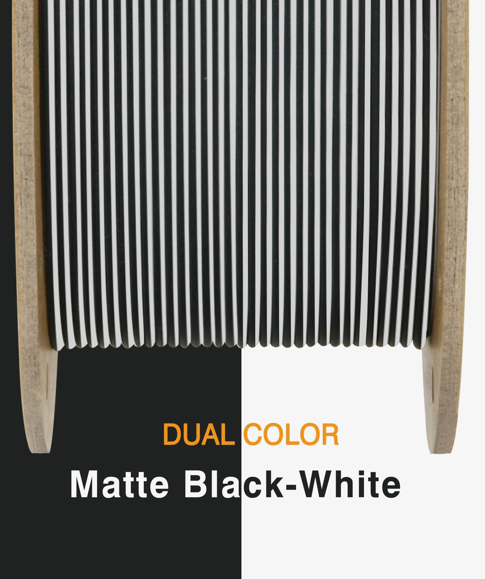 OVERTURE MATTE PLA Filamento PLA opaco da 1.75mm, bobina da 1kg, Precisione Dimensionale +/- 0.02 mm, per Stampante 3D (Opaco Nero-Bianco)